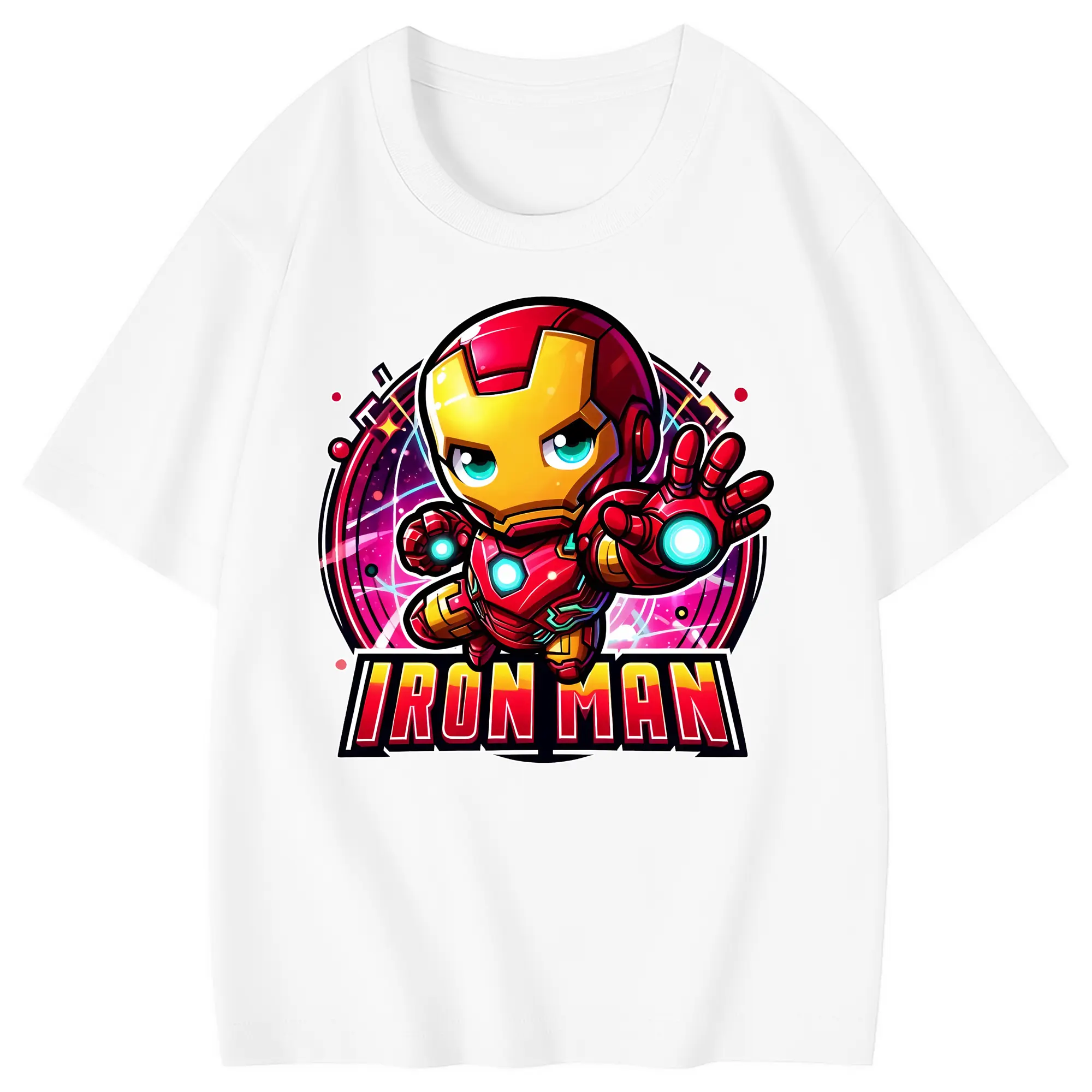 アベンジャーズ (Avenjāzu) グッズ アイアンマン（Iron Man） - 綿100％ キッズTシャツ ・ フロントプリント ・ 快適 通気性 ・ スポーツ カジュアル 散歩用