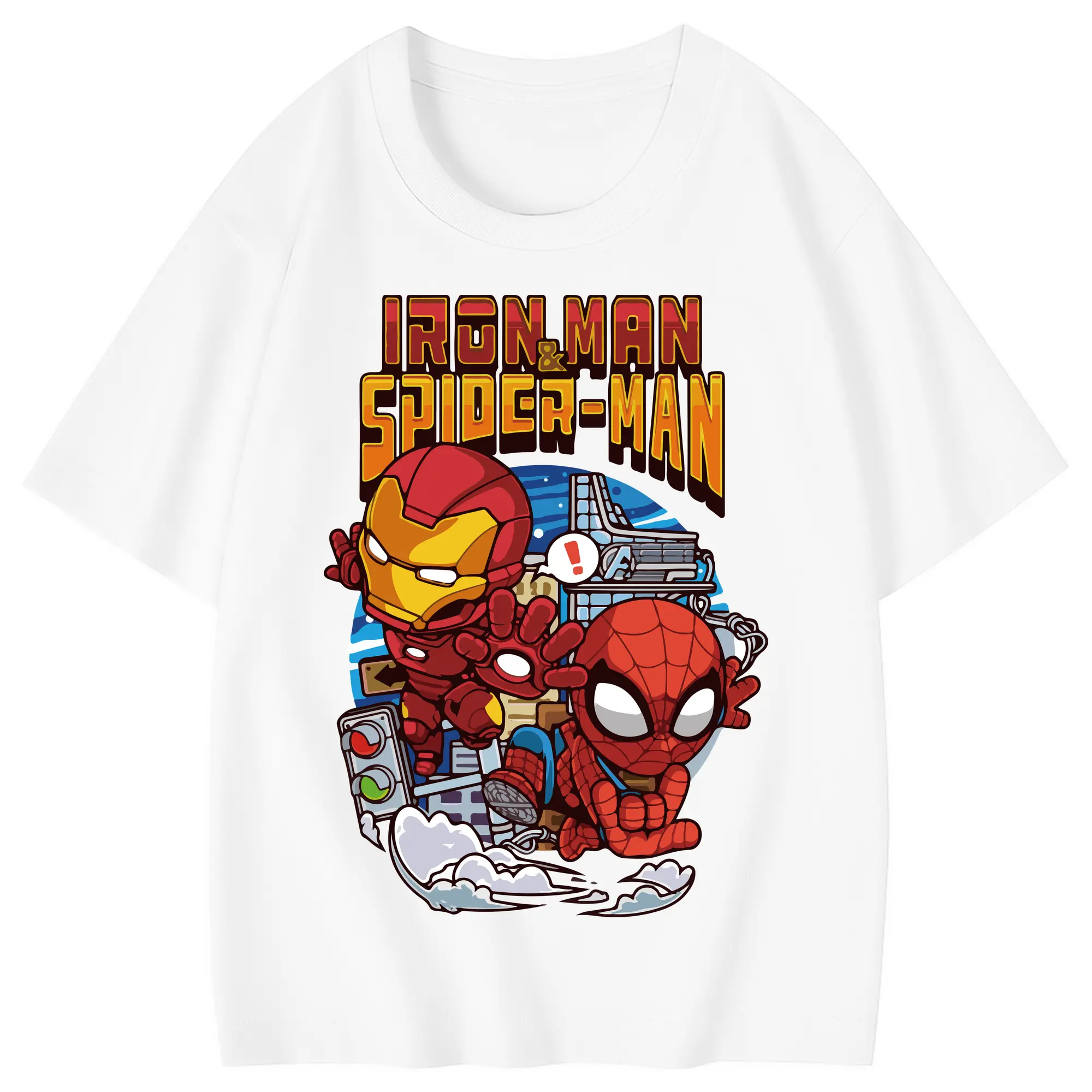 アベンジャーズ (Avenjāzu) グッズ アイアンマン（Iron Man） - 綿100％ キッズTシャツ ・ フロントプリント ・ 快適 通気性 ・ スポーツ カジュアル 散歩用