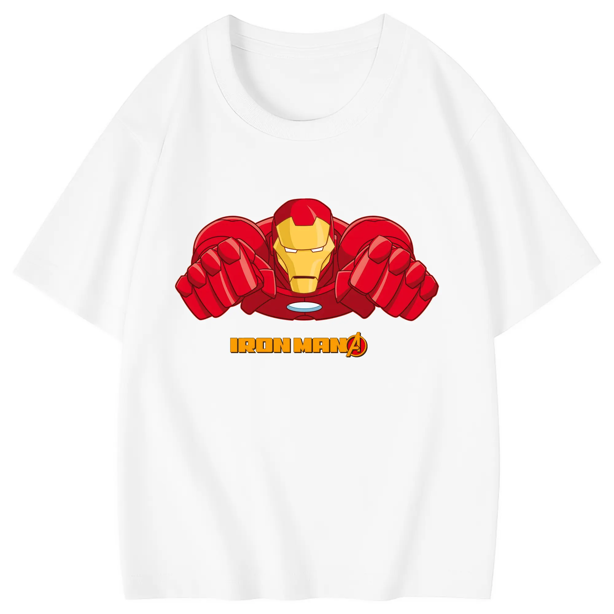 アベンジャーズ (Avenjāzu) グッズ アイアンマン（Iron Man） - 綿100％ キッズTシャツ ・ フロントプリント ・ 快適 通気性 ・ スポーツ カジュアル 散歩用
