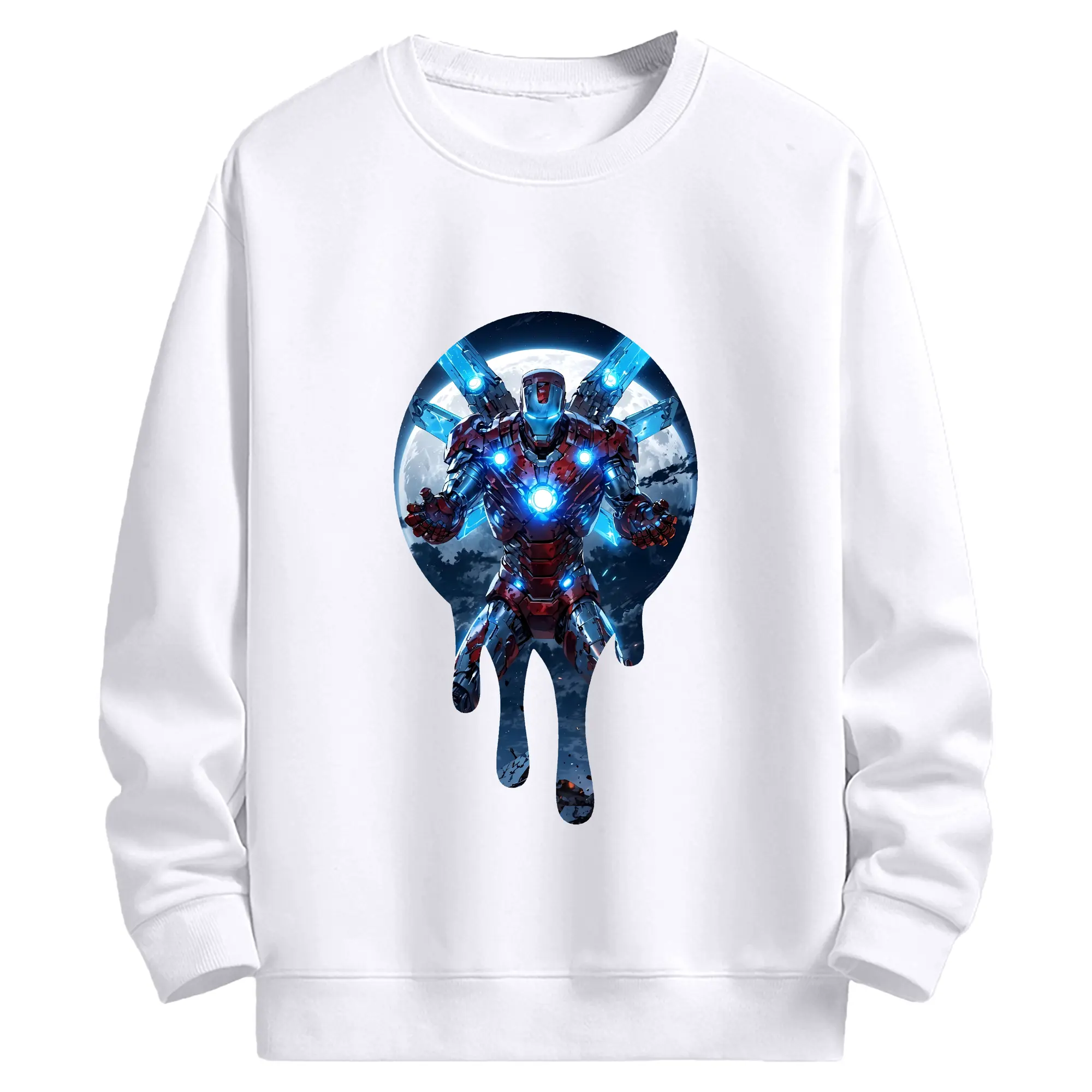 アベンジャーズ (Avenjāzu) グッズ アイアンマン（Iron Man） - 高品質 クルーネック スウェット ・ コットン59％ ポリエステル41％ ・ ユニセックス 長袖 トレーナー ・ カジュアル デイリー スポーツ 散歩用