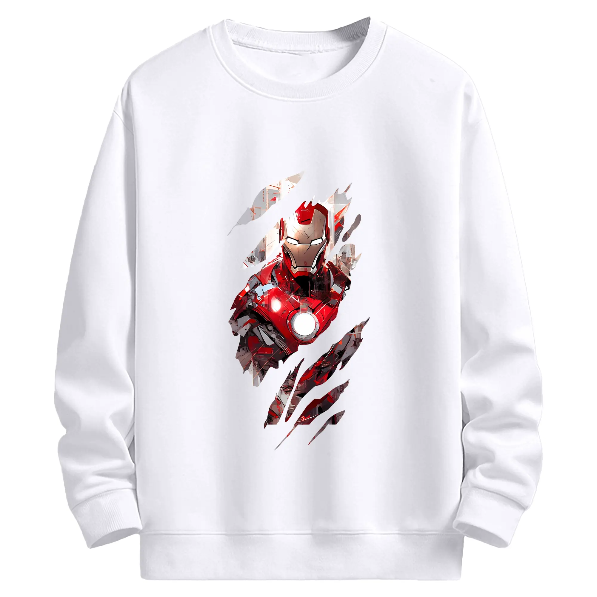 アベンジャーズ (Avenjāzu) グッズ アイアンマン（Iron Man） - 高品質 クルーネック スウェット ・ コットン59％ ポリエステル41％ ・ ユニセックス 長袖 トレーナー ・ カジュアル デイリー スポーツ 散歩用