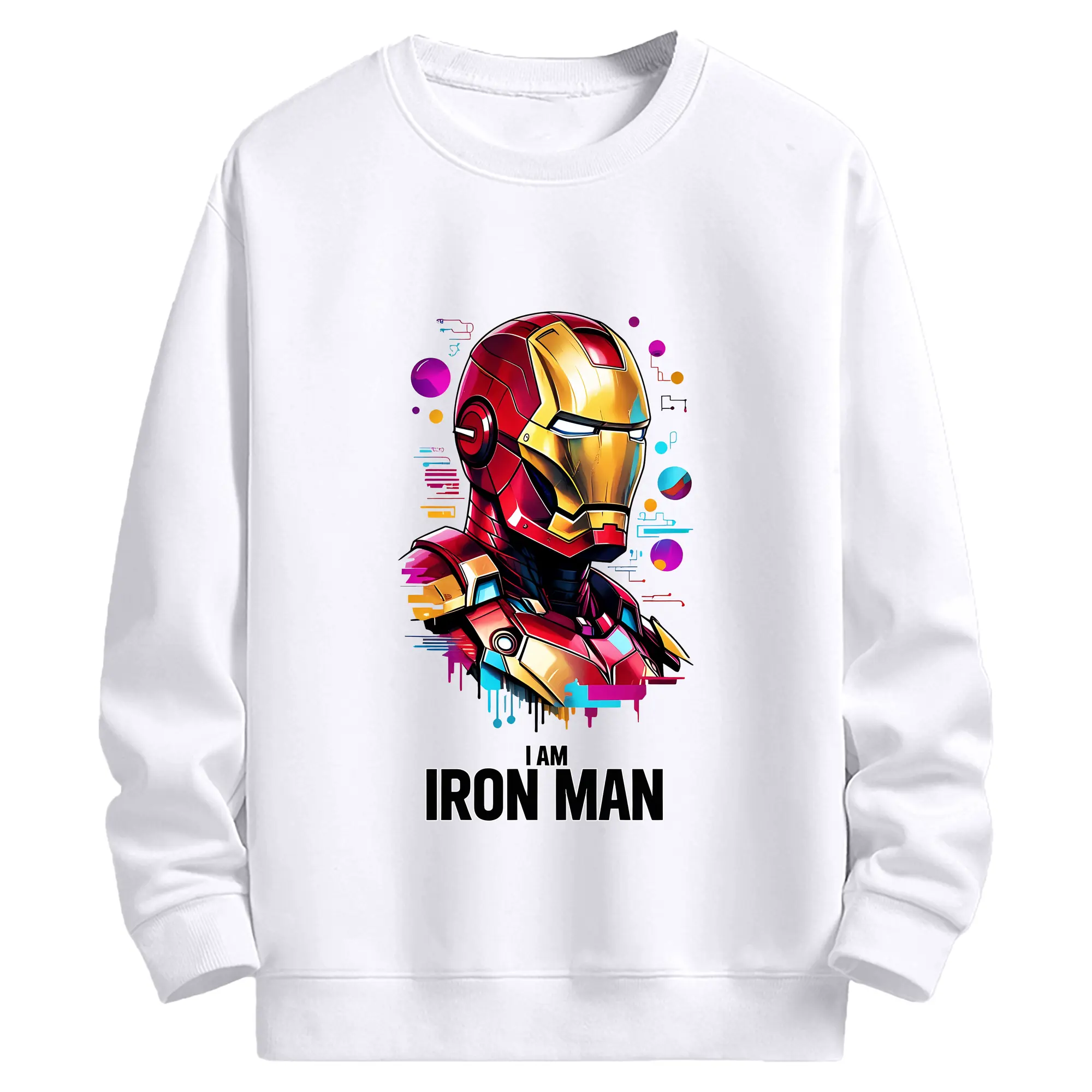 アベンジャーズ (Avenjāzu) グッズ アイアンマン（Iron Man） - 高品質 クルーネック スウェット ・ コットン59％ ポリエステル41％ ・ ユニセックス 長袖 トレーナー ・ カジュアル デイリー スポーツ 散歩用