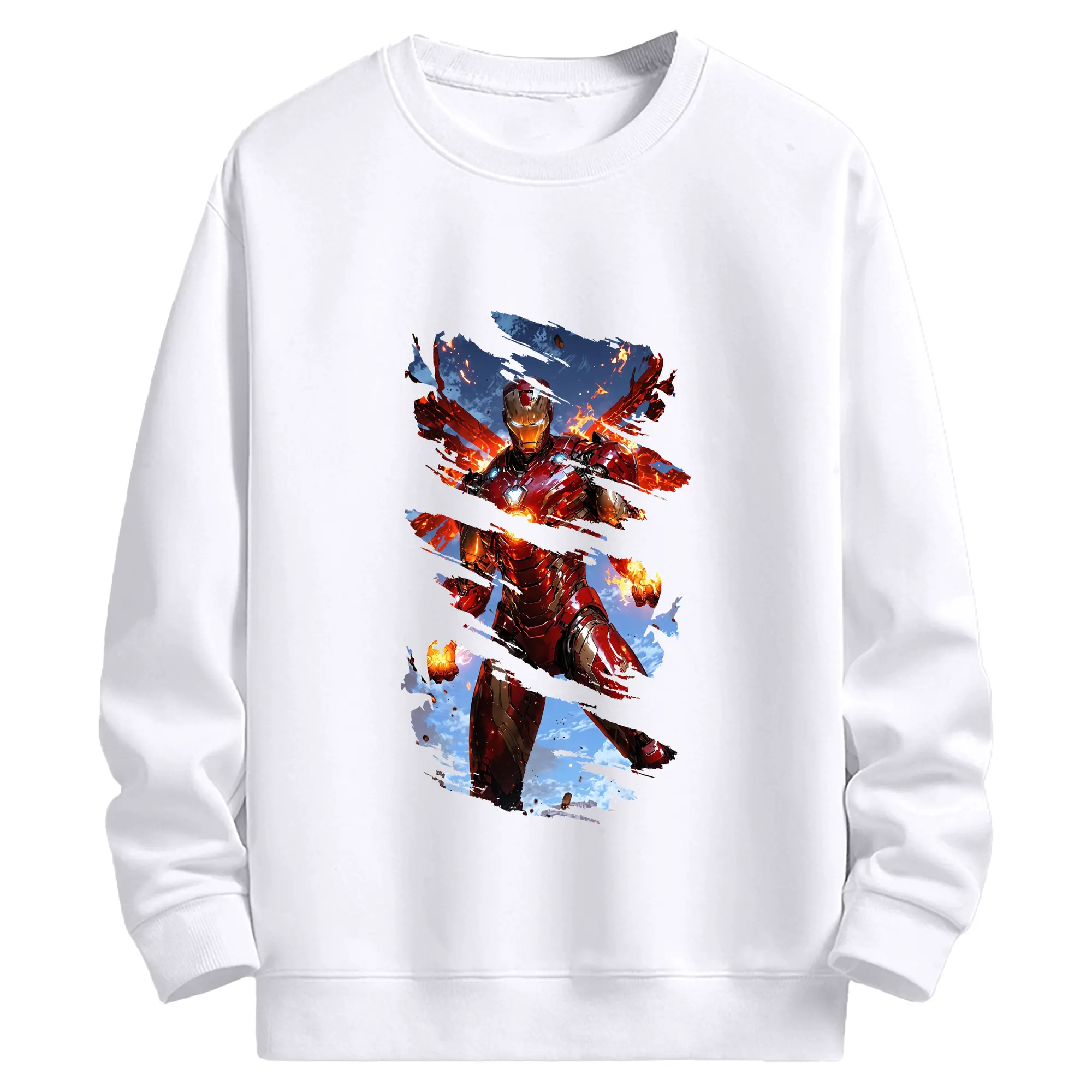 アベンジャーズ (Avenjāzu) グッズ アイアンマン（Iron Man） - 高品質 クルーネック スウェット ・ コットン59％ ポリエステル41％ ・ ユニセックス 長袖 トレーナー ・ カジュアル デイリー スポーツ 散歩用