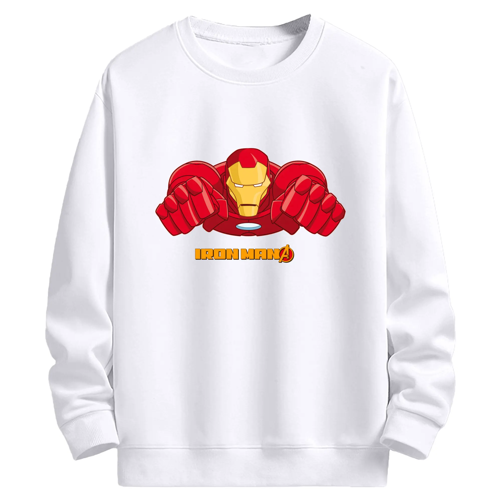 アベンジャーズ (Avenjāzu) グッズ アイアンマン（Iron Man） - 高品質 クルーネック スウェット ・ コットン59％ ポリエステル41％ ・ ユニセックス 長袖 トレーナー ・ カジュアル デイリー スポーツ 散歩用