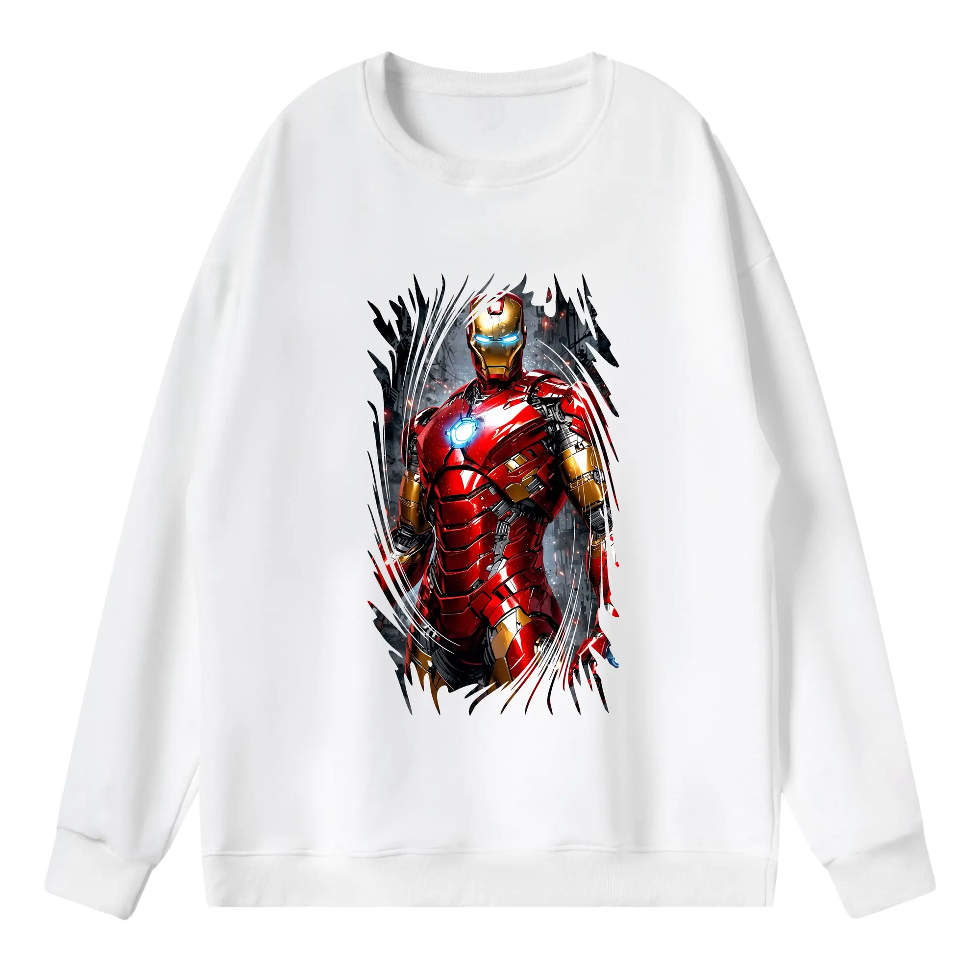 アベンジャーズ (Avenjāzu) グッズ アイアンマン（Iron Man） - 薄手 クルーネック スウェット 裏毛260g · ポリエステル 春秋向け カジュアル 男女兼用 · トレーナー デイリー スポーツ 散歩に最適