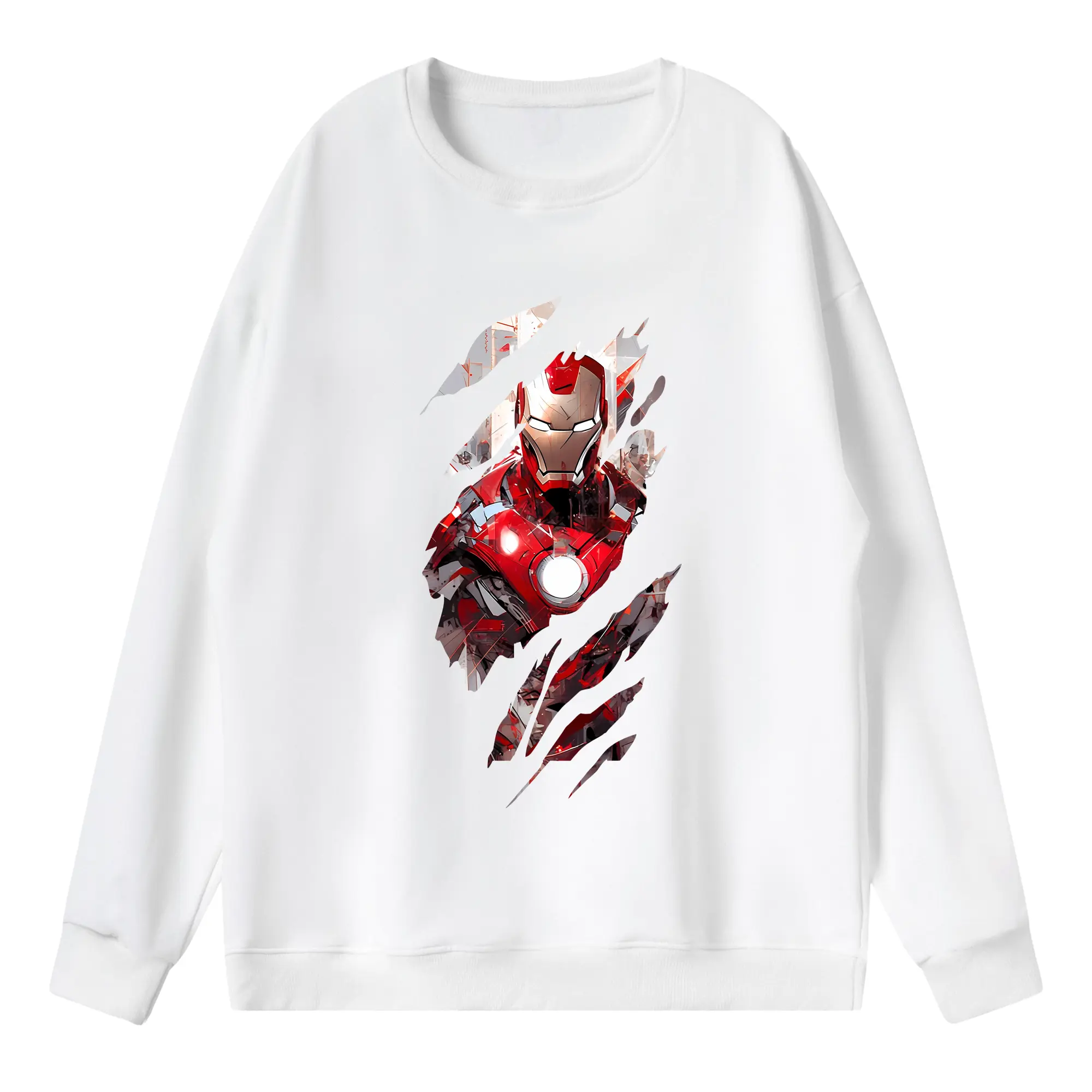 アベンジャーズ (Avenjāzu) グッズ アイアンマン（Iron Man） - 薄手 クルーネック スウェット 裏毛260g · ポリエステル 春秋向け カジュアル 男女兼用 · トレーナー デイリー スポーツ 散歩に最適