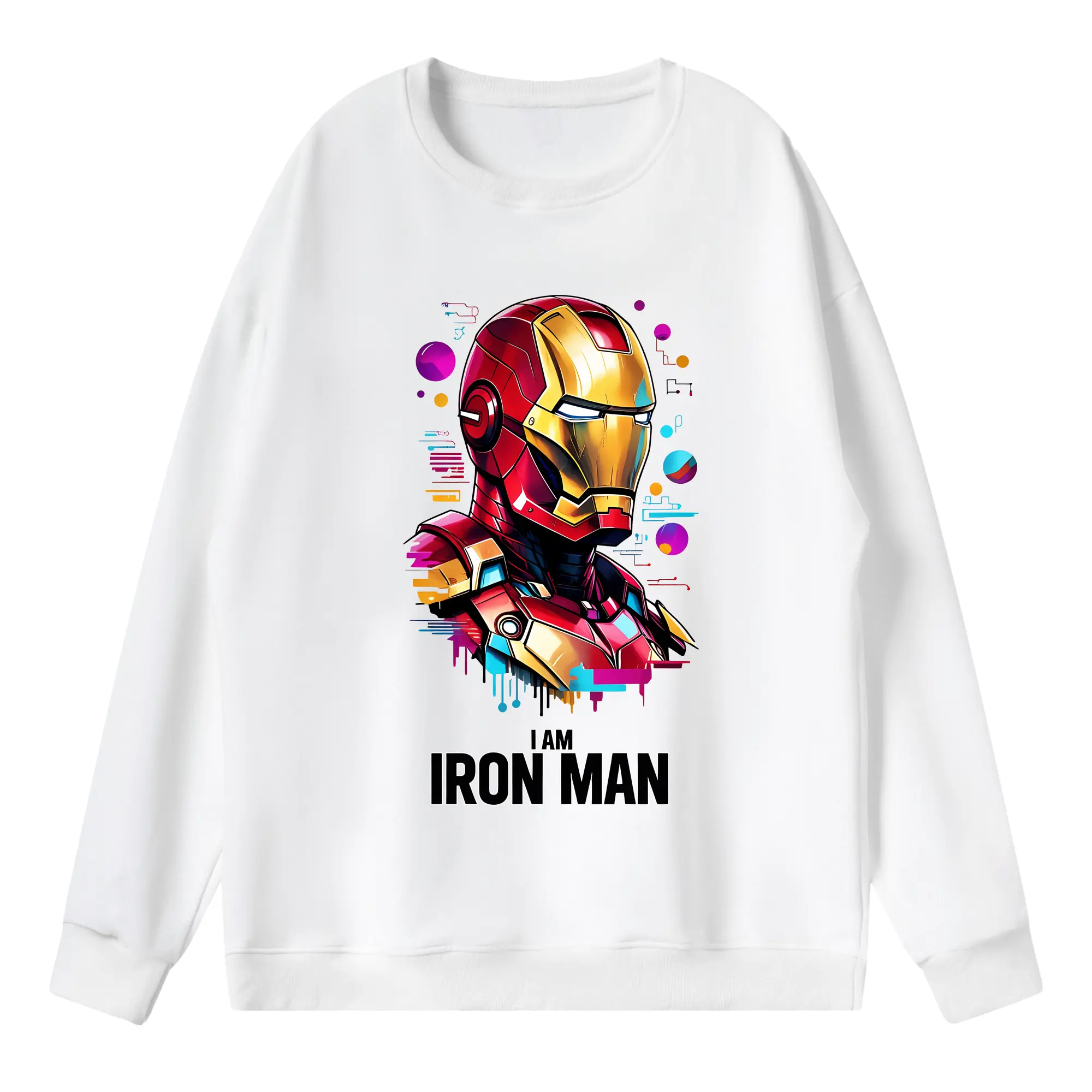 アベンジャーズ (Avenjāzu) グッズ アイアンマン（Iron Man） - 薄手 クルーネック スウェット 裏毛260g · ポリエステル 春秋向け カジュアル 男女兼用 · トレーナー デイリー スポーツ 散歩に最適