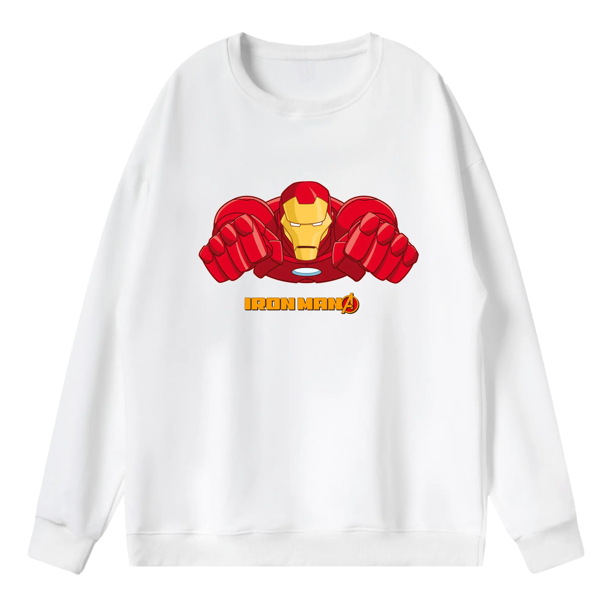 アベンジャーズ (Avenjāzu) グッズ アイアンマン（Iron Man） - 薄手 クルーネック スウェット 裏毛260g · ポリエステル 春秋向け カジュアル 男女兼用 · トレーナー デイリー スポーツ 散歩に最適