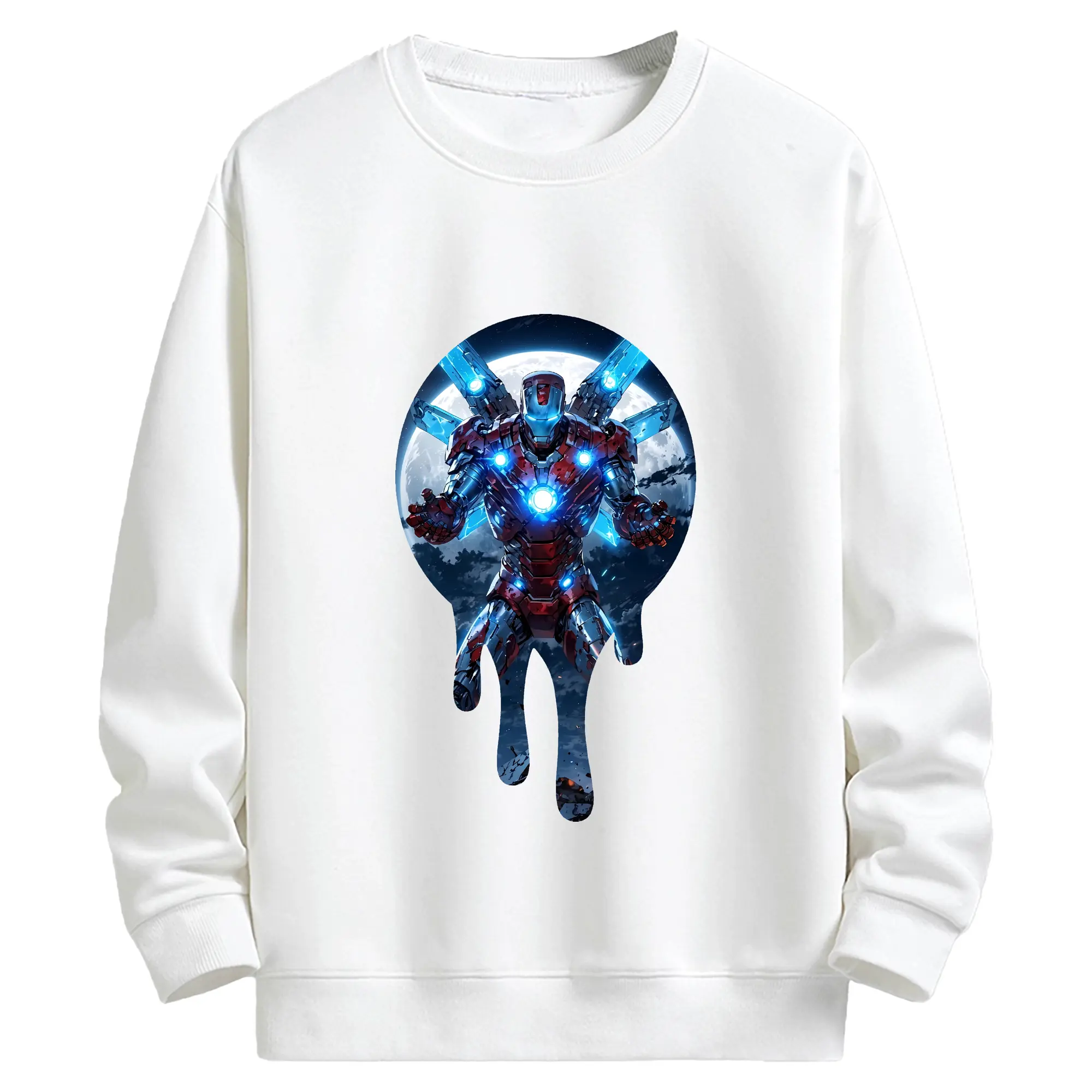 アベンジャーズ (Avenjāzu) グッズ アイアンマン（Iron Man） - キッズ クルーネックスウェットシャツ ・ フロントプリント ・ 綿80％ ポリエステル20％ ・ 快適 通学 スポーツ 日常使い お散歩用