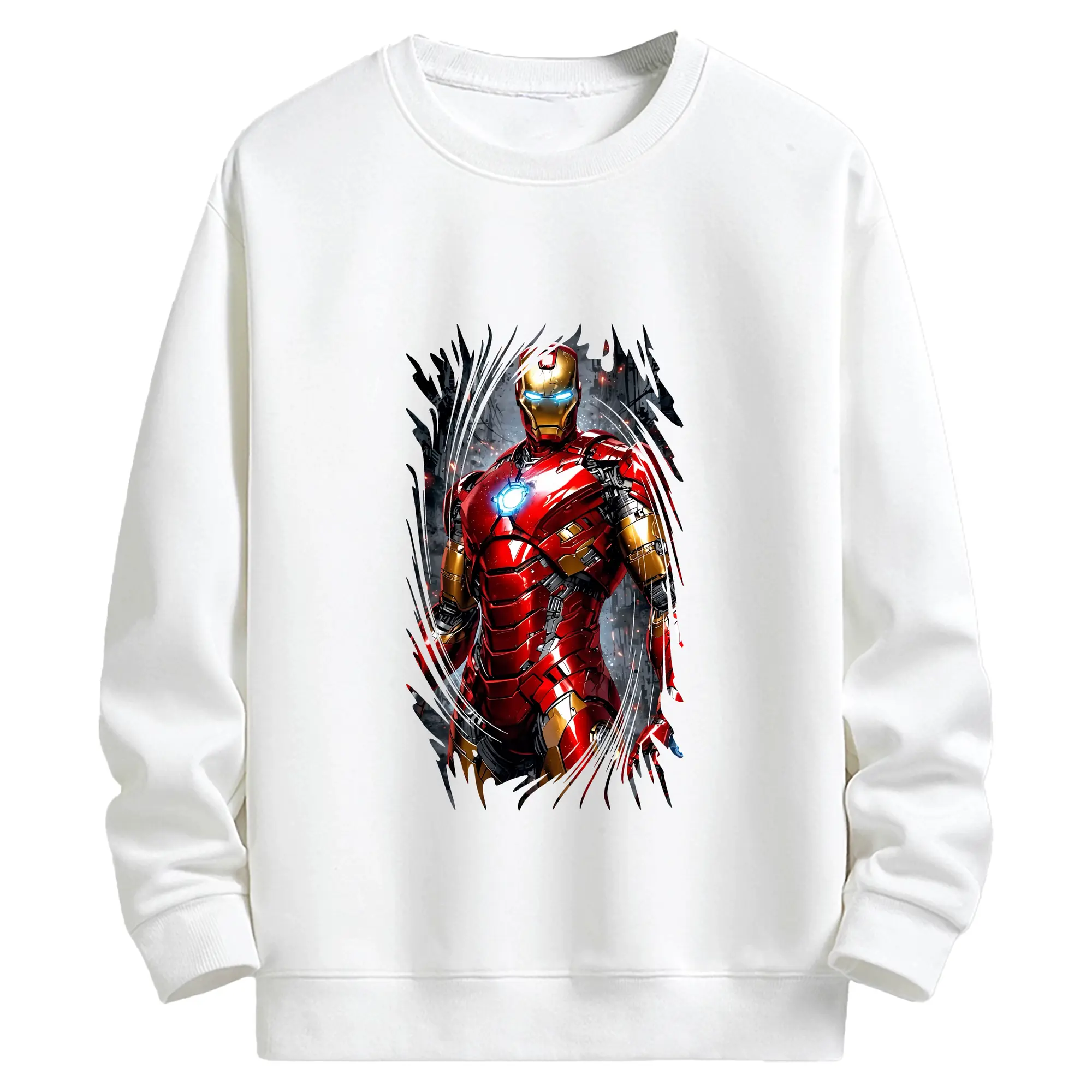 アベンジャーズ (Avenjāzu) グッズ アイアンマン（Iron Man） - キッズ クルーネックスウェットシャツ ・ フロントプリント ・ 綿80％ ポリエステル20％ ・ 快適 通学 スポーツ 日常使い お散歩用