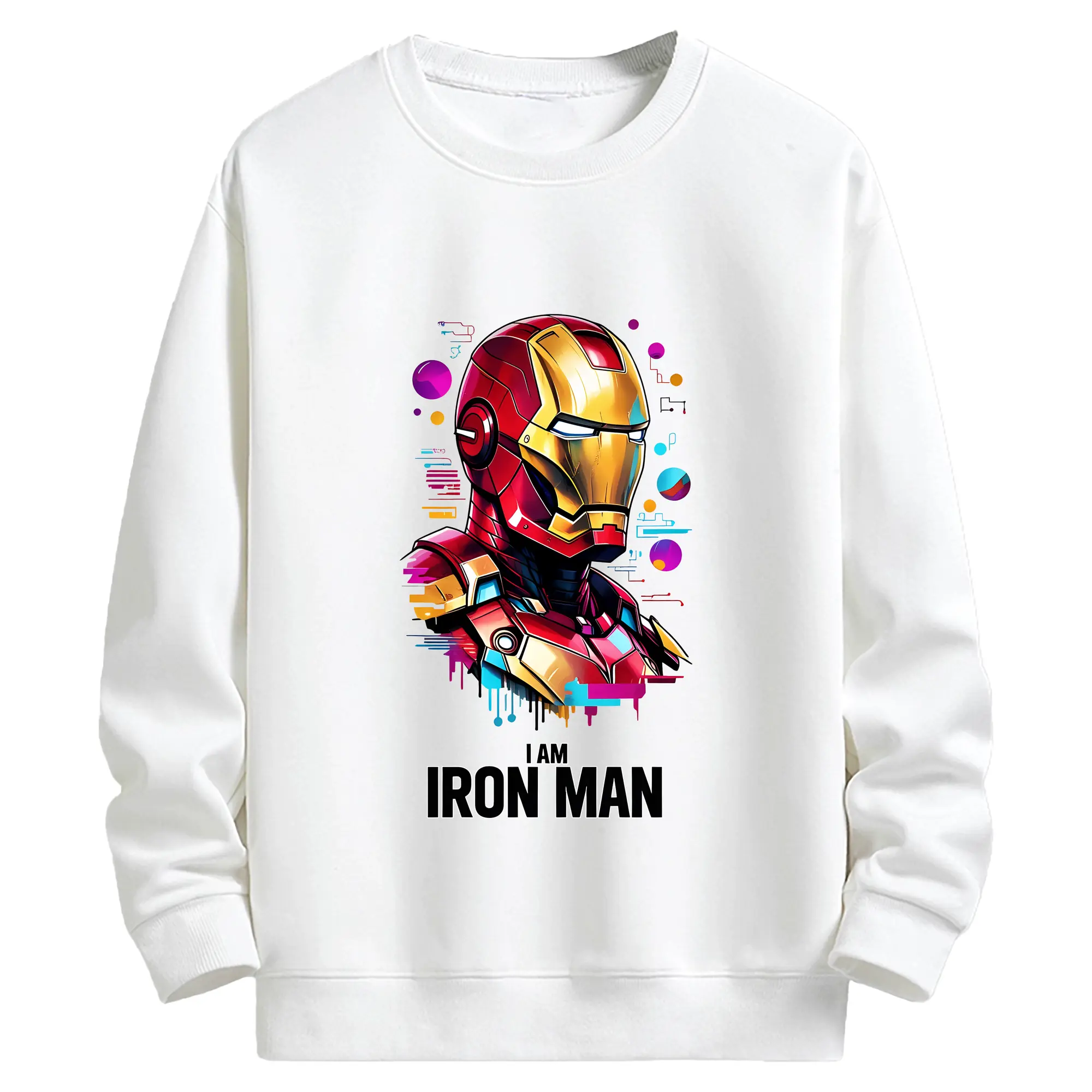 アベンジャーズ (Avenjāzu) グッズ アイアンマン（Iron Man） - キッズ クルーネックスウェットシャツ ・ フロントプリント ・ 綿80％ ポリエステル20％ ・ 快適 通学 スポーツ 日常使い お散歩用