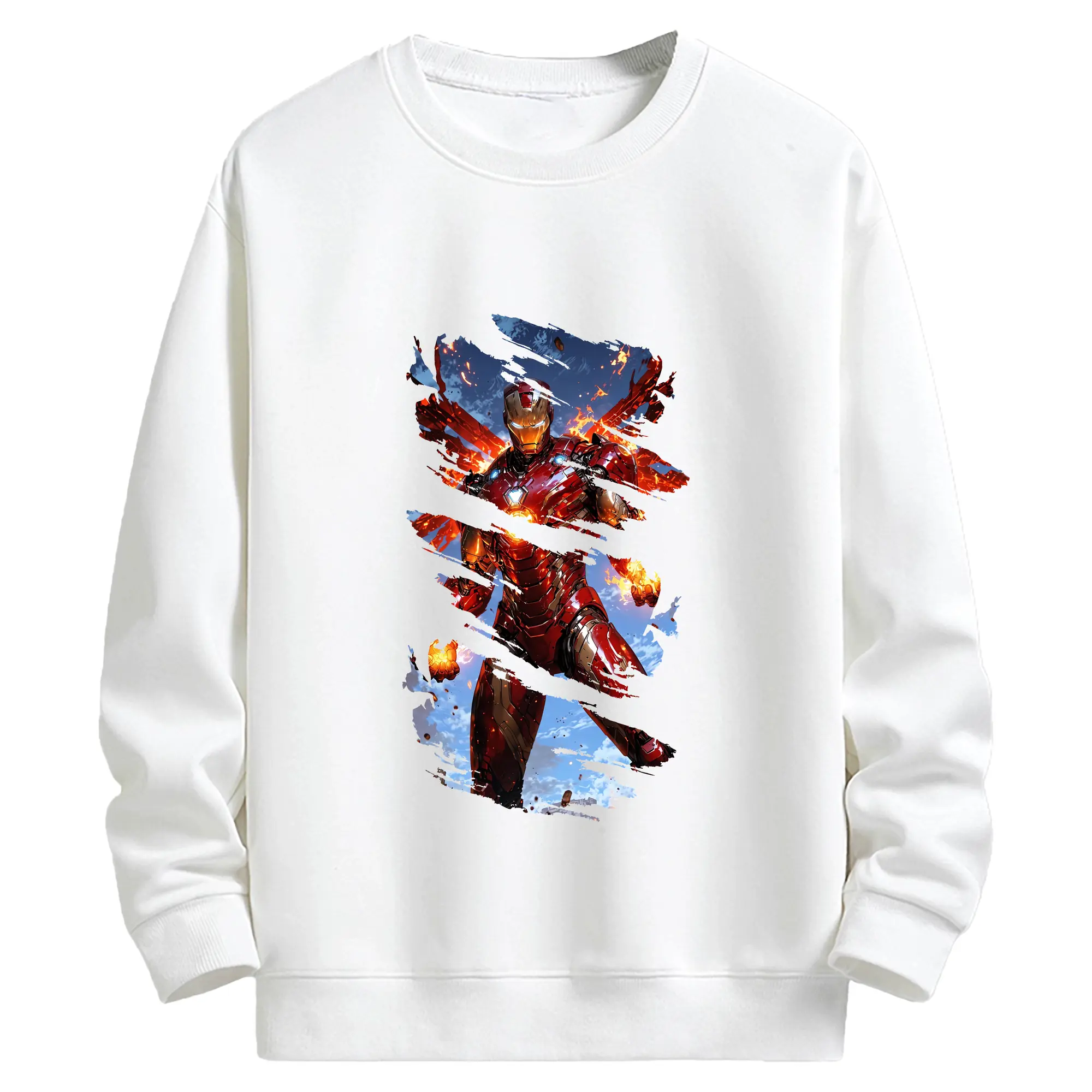 アベンジャーズ (Avenjāzu) グッズ アイアンマン（Iron Man） - キッズ クルーネックスウェットシャツ ・ フロントプリント ・ 綿80％ ポリエステル20％ ・ 快適 通学 スポーツ 日常使い お散歩用