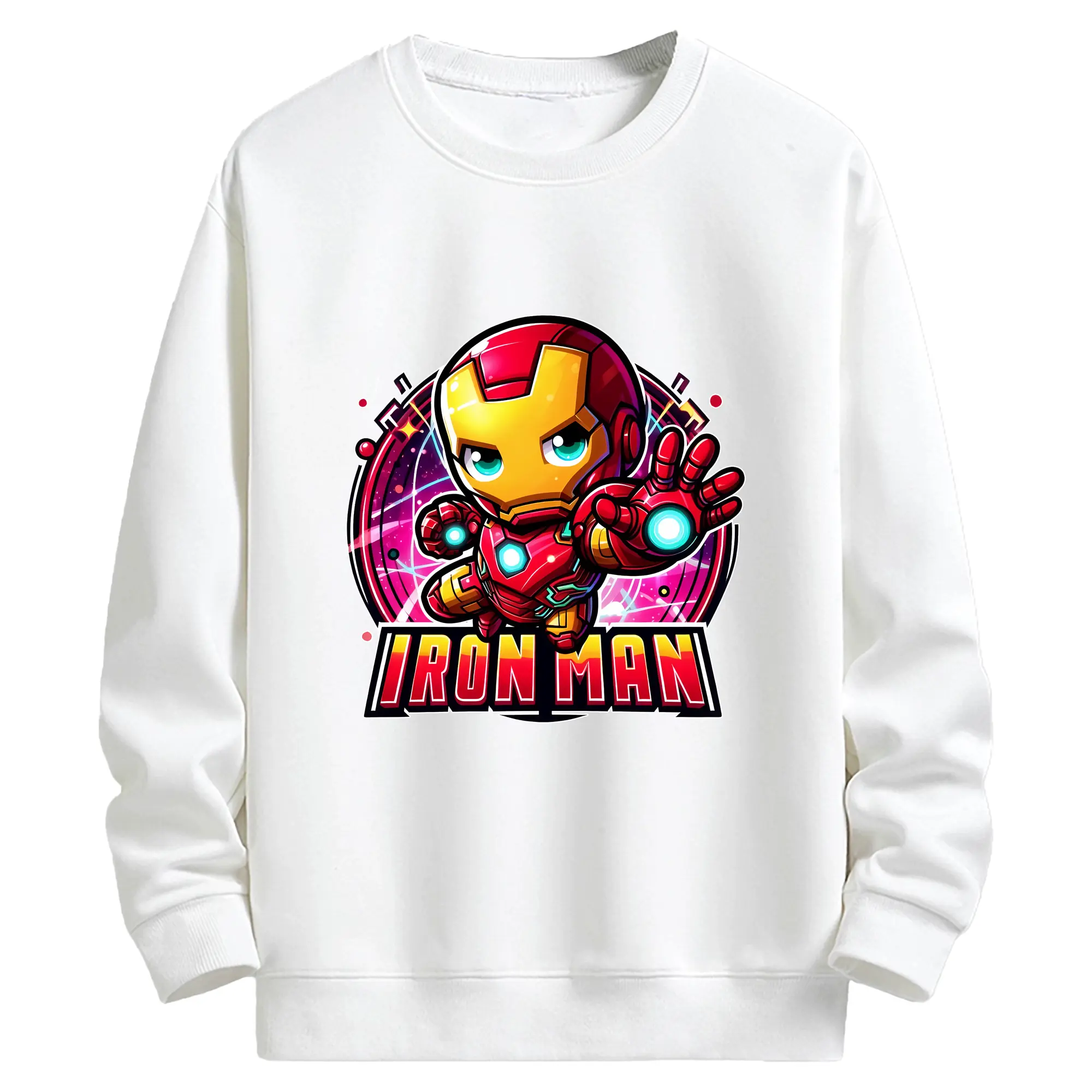 アベンジャーズ (Avenjāzu) グッズ アイアンマン（Iron Man） - キッズ クルーネックスウェットシャツ ・ フロントプリント ・ 綿80％ ポリエステル20％ ・ 快適 通学 スポーツ 日常使い お散歩用