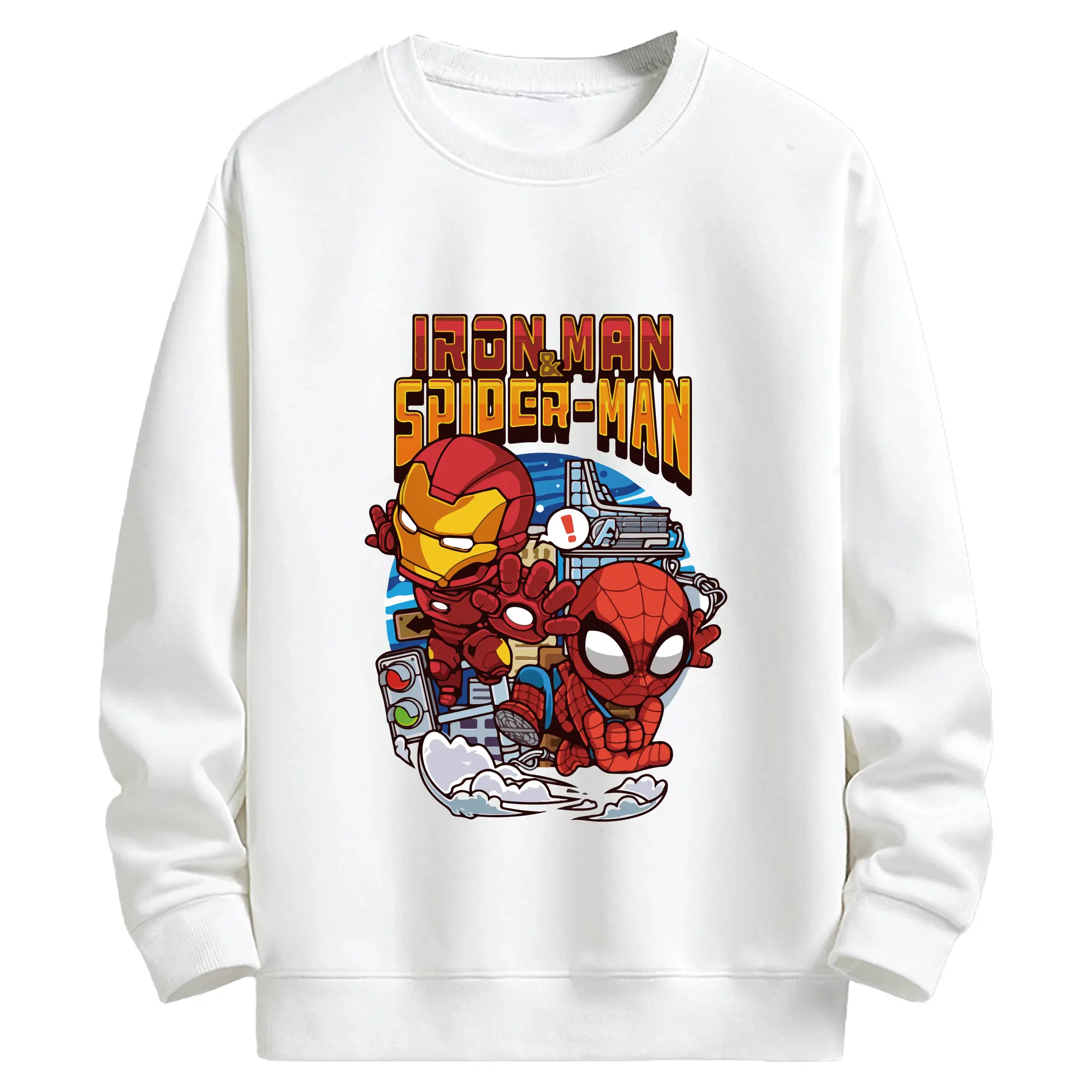 アベンジャーズ (Avenjāzu) グッズ アイアンマン（Iron Man） - キッズ クルーネックスウェットシャツ ・ フロントプリント ・ 綿80％ ポリエステル20％ ・ 快適 通学 スポーツ 日常使い お散歩用