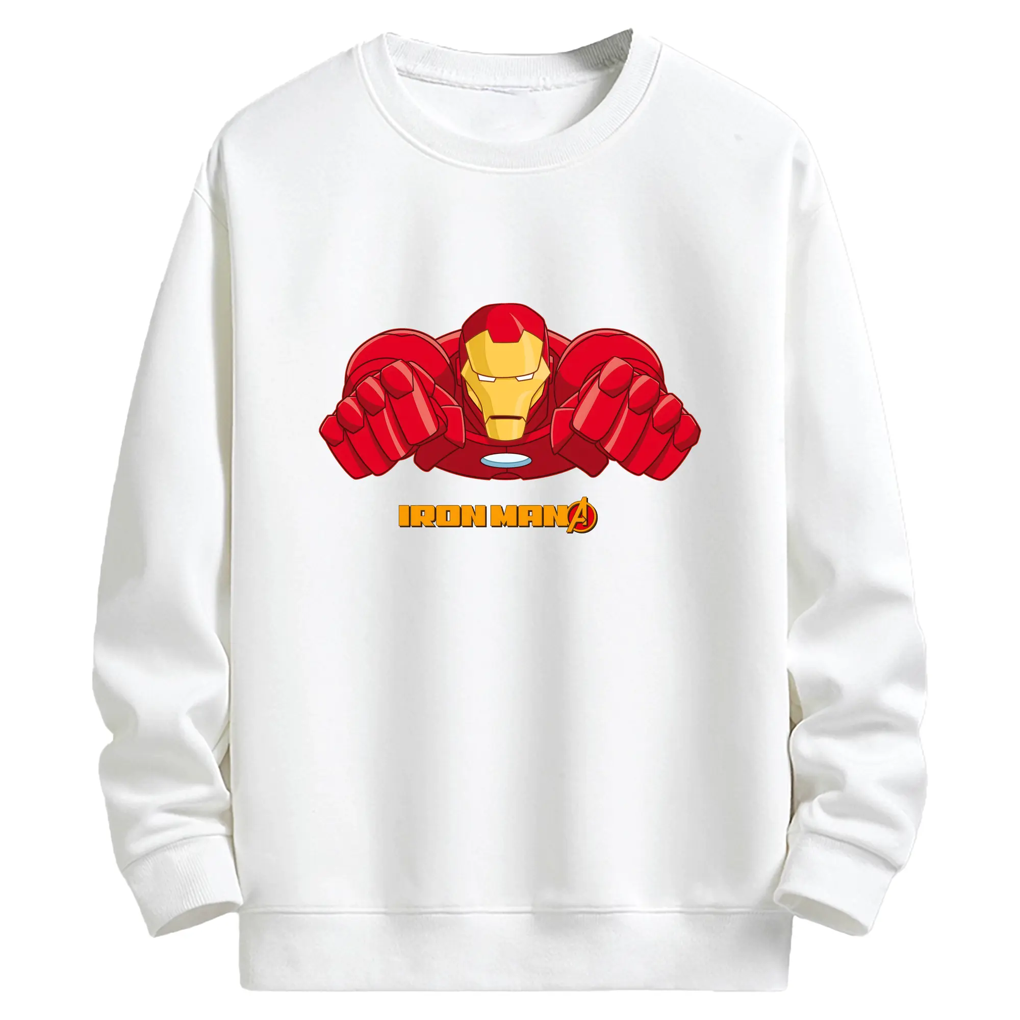 アベンジャーズ (Avenjāzu) グッズ アイアンマン（Iron Man） - キッズ クルーネックスウェットシャツ ・ フロントプリント ・ 綿80％ ポリエステル20％ ・ 快適 通学 スポーツ 日常使い お散歩用