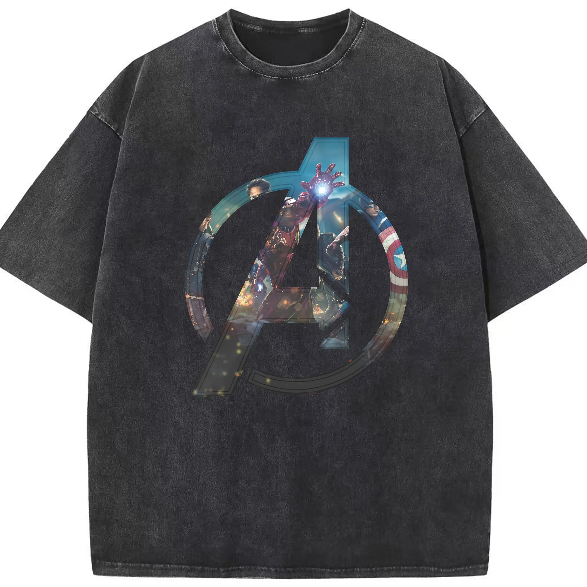 アベンジャーズ (Avenjāzu) グッズ アイアンマン（Iron Man） - 綿100％ ヴィンテージ風 半袖Tシャツ ・ フロントプリント ・ 柔らか肌触り ・ 通気性 快適 ・ スポーツ カジュアル 外出用