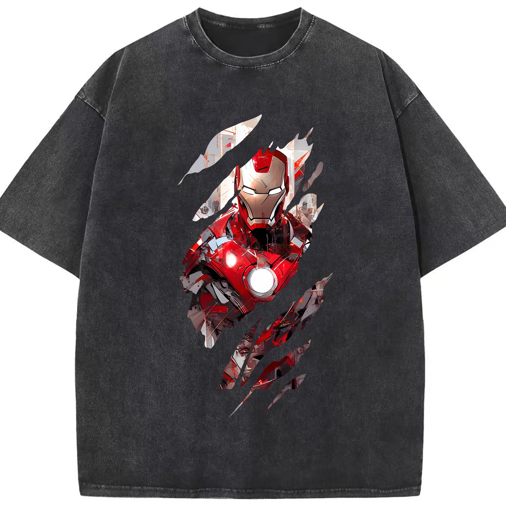 アベンジャーズ (Avenjāzu) グッズ アイアンマン（Iron Man） - 綿100％ ヴィンテージ風 半袖Tシャツ ・ フロントプリント ・ 柔らか肌触り ・ 通気性 快適 ・ スポーツ カジュアル 外出用