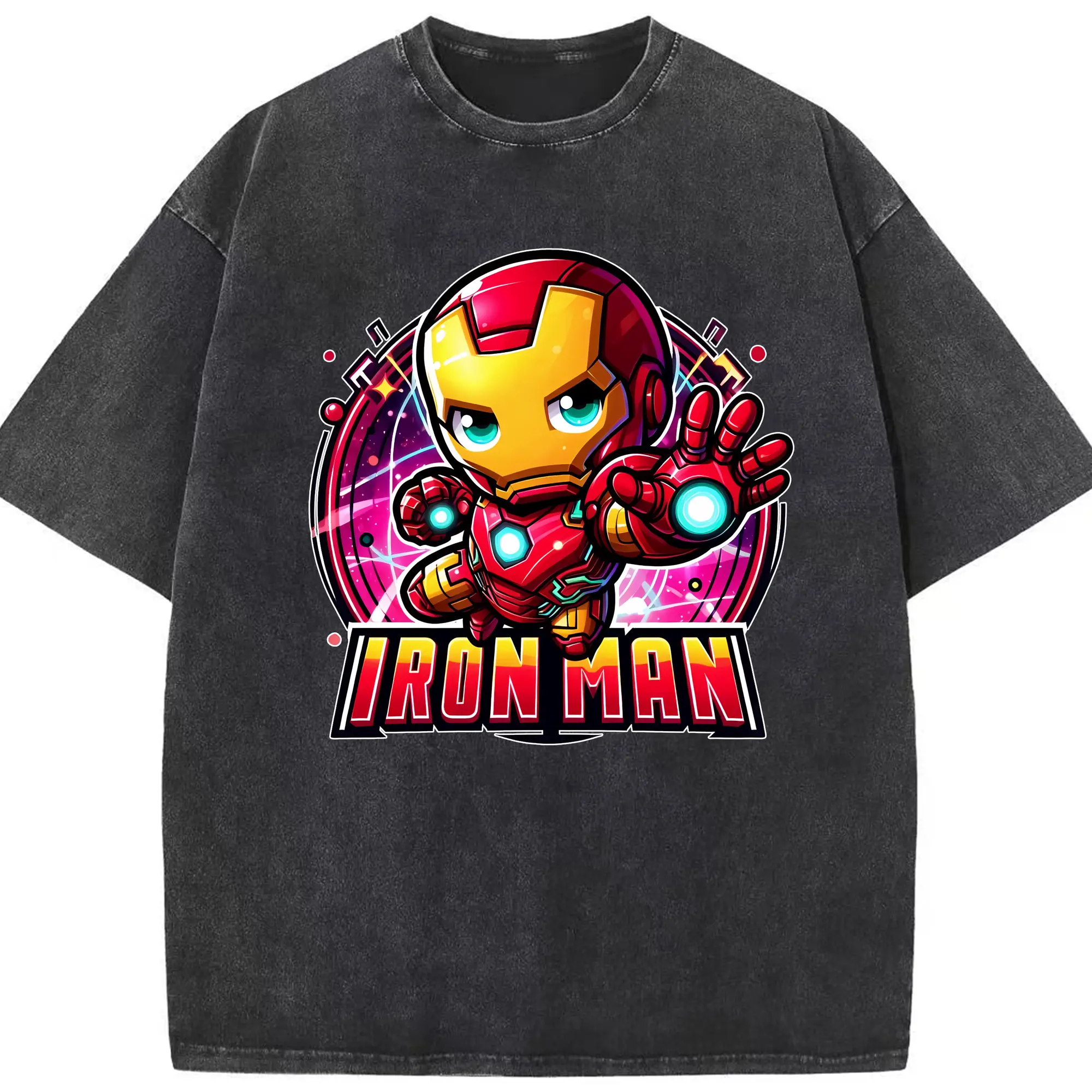 アベンジャーズ (Avenjāzu) グッズ アイアンマン（Iron Man） - 綿100％ ヴィンテージ風 半袖Tシャツ ・ フロントプリント ・ 柔らか肌触り ・ 通気性 快適 ・ スポーツ カジュアル 外出用