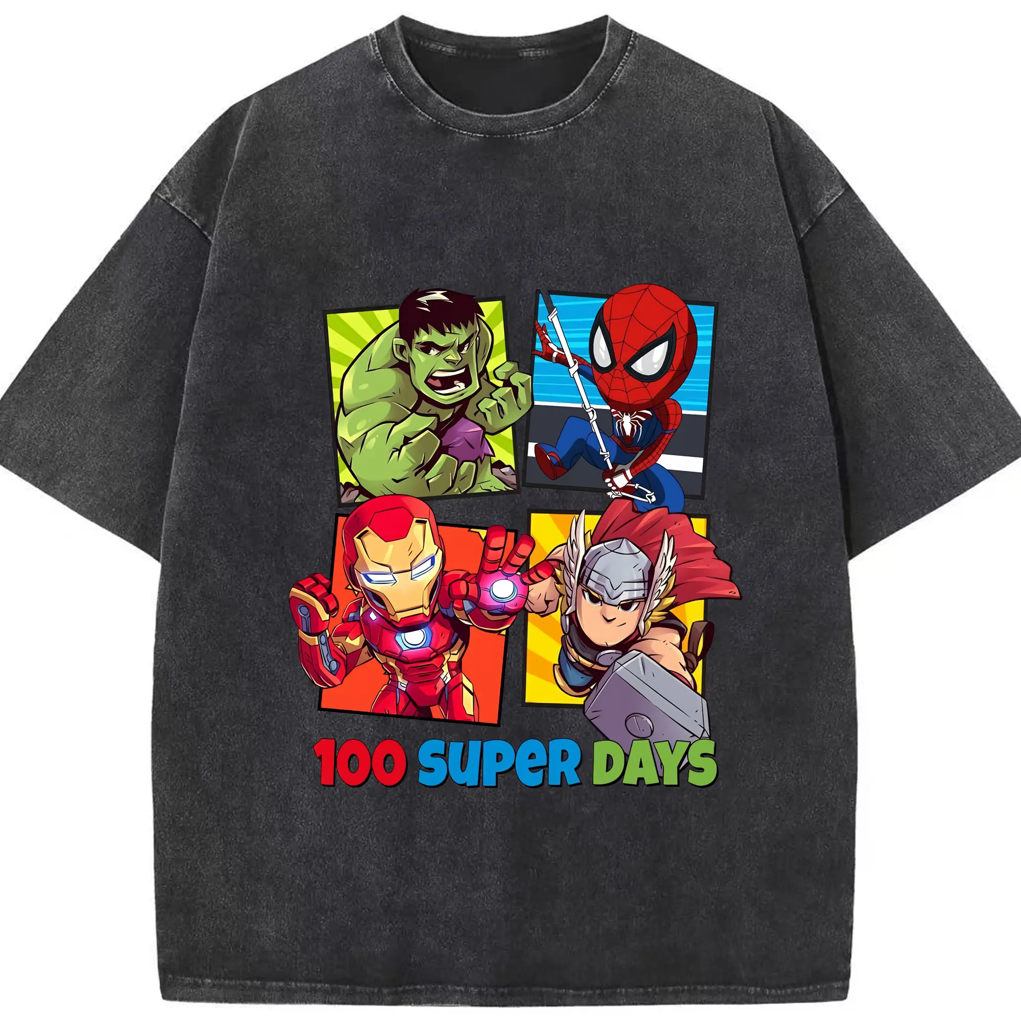 アベンジャーズ (Avenjāzu) グッズ アイアンマン（Iron Man） - 綿100％ ヴィンテージ風 半袖Tシャツ ・ フロントプリント ・ 柔らか肌触り ・ 通気性 快適 ・ スポーツ カジュアル 外出用