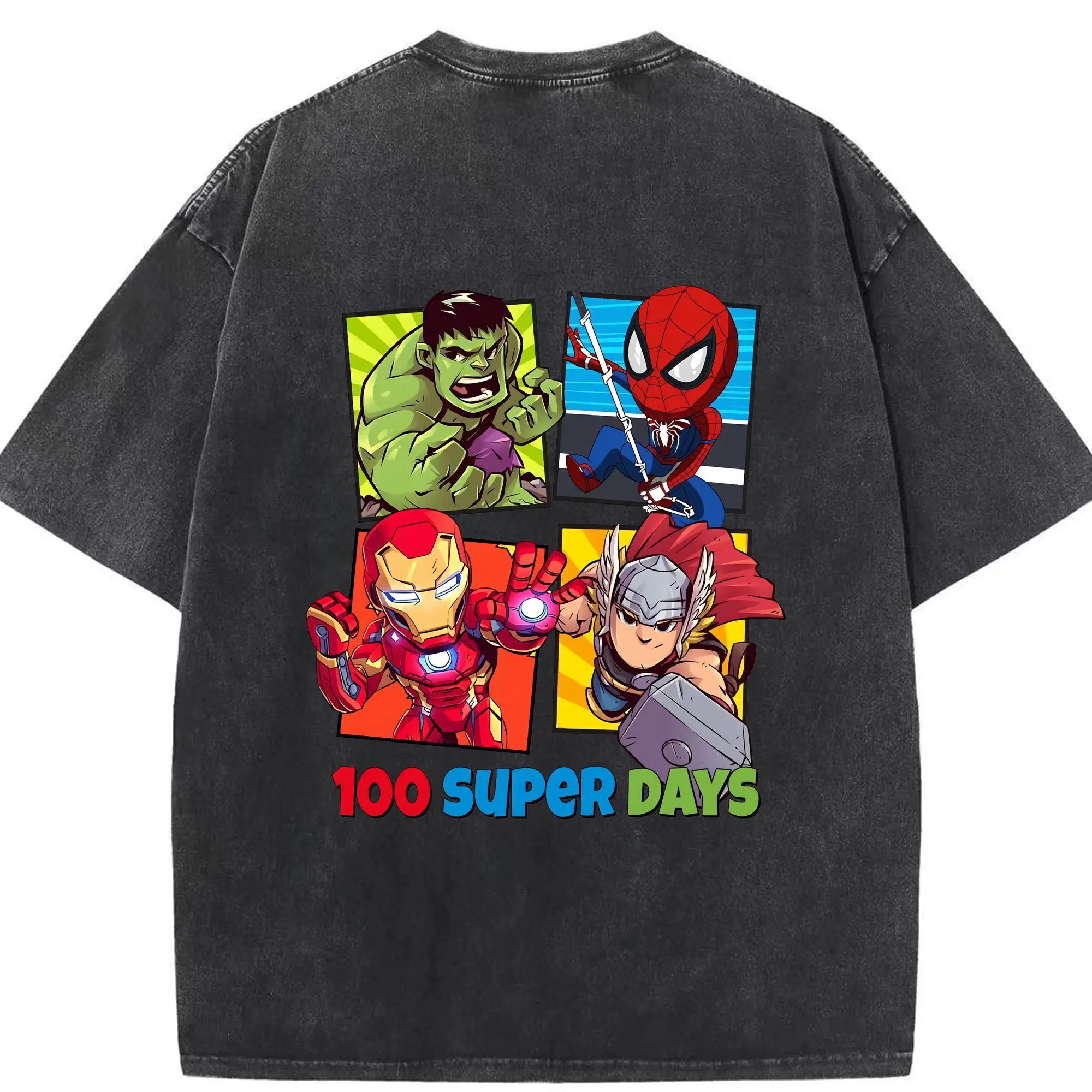 アベンジャーズ (Avenjāzu) グッズ アイアンマン（Iron Man） - 綿100％ ヴィンテージ風 半袖Tシャツ ・ 背面プリント ・ 柔らか肌触り ・ 通気性 快適 ・ スポーツ カジュアル 外出用