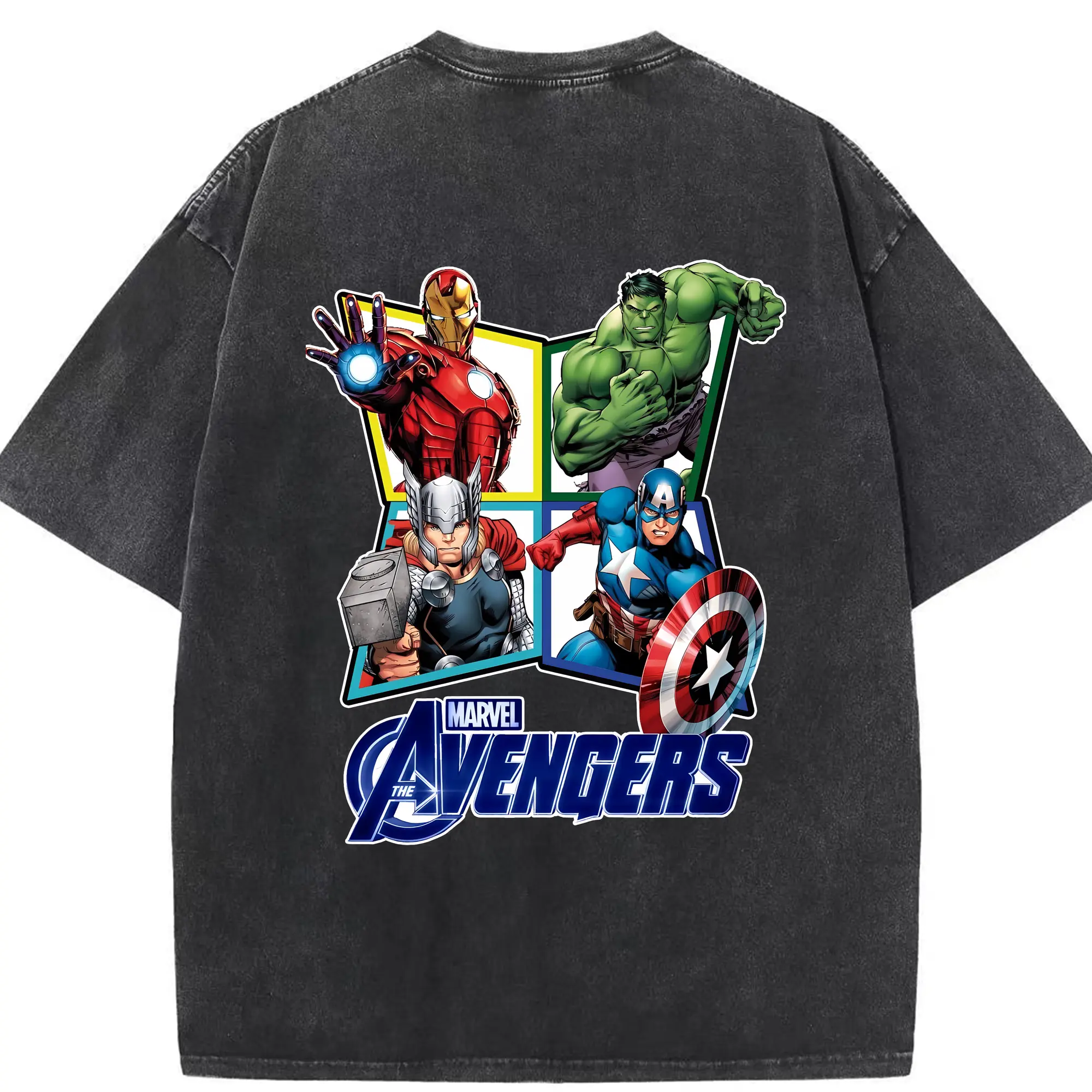 アベンジャーズ (Avenjāzu) グッズ アイアンマン（Iron Man） - 綿100％ ヴィンテージ風 半袖Tシャツ ・ 背面プリント ・ 柔らか肌触り ・ 通気性 快適 ・ スポーツ カジュアル 外出用