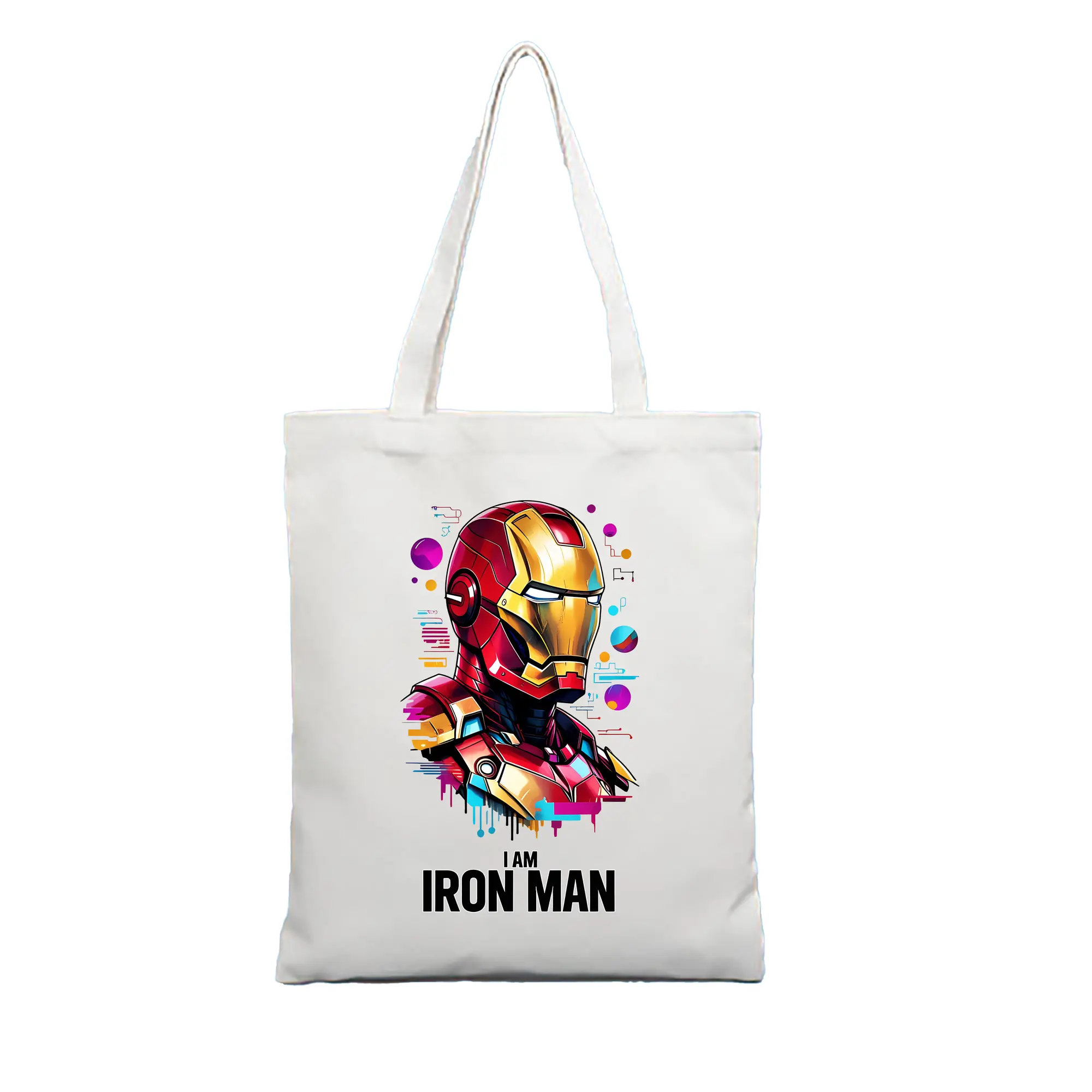 アベンジャーズ (Avenjāzu) グッズ アイアンマン（Iron Man） - 縦型キャンバス手提げバッグ（トートバッグ） ・ キャンバス素材 ・ ショッピング用 ・ 軽量 丈夫 お手入れ簡単