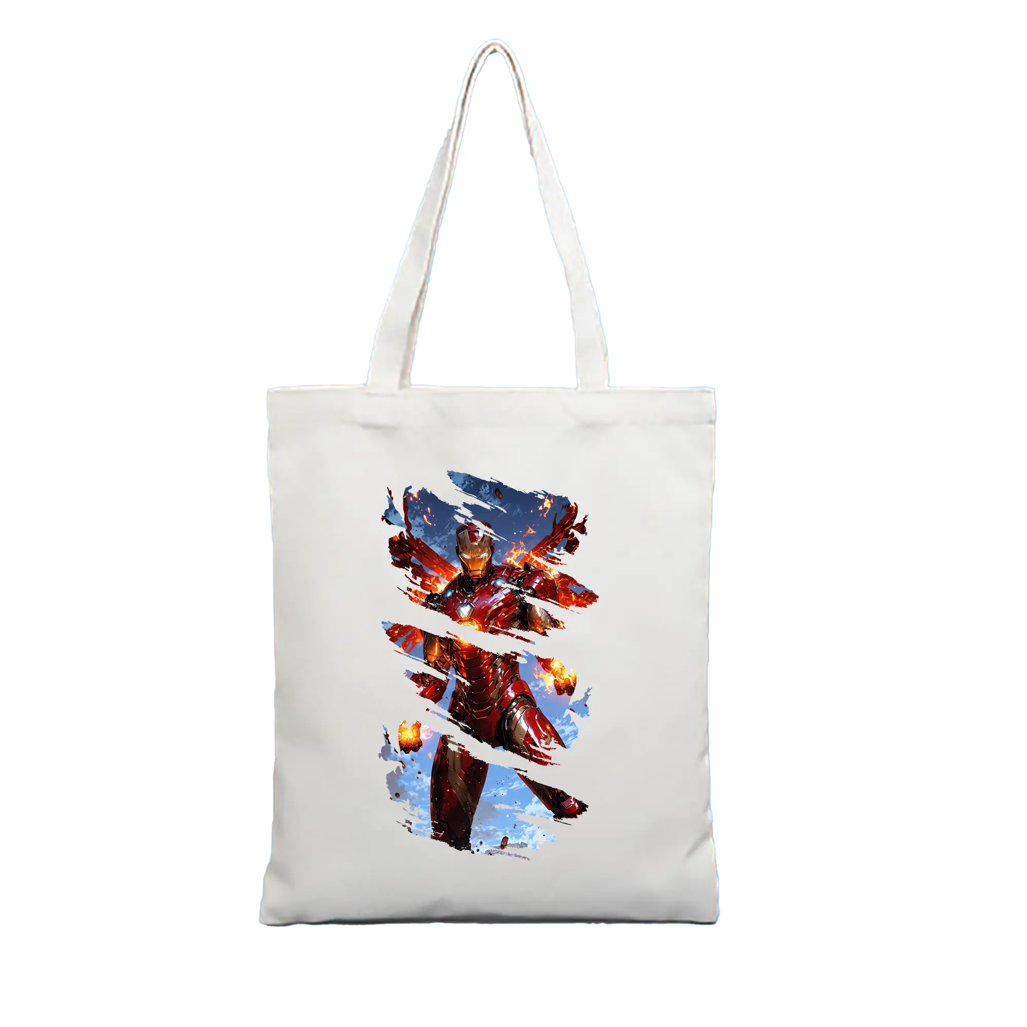 アベンジャーズ (Avenjāzu) グッズ アイアンマン（Iron Man） - 縦型キャンバス手提げバッグ（トートバッグ） ・ キャンバス素材 ・ ショッピング用 ・ 軽量 丈夫 お手入れ簡単