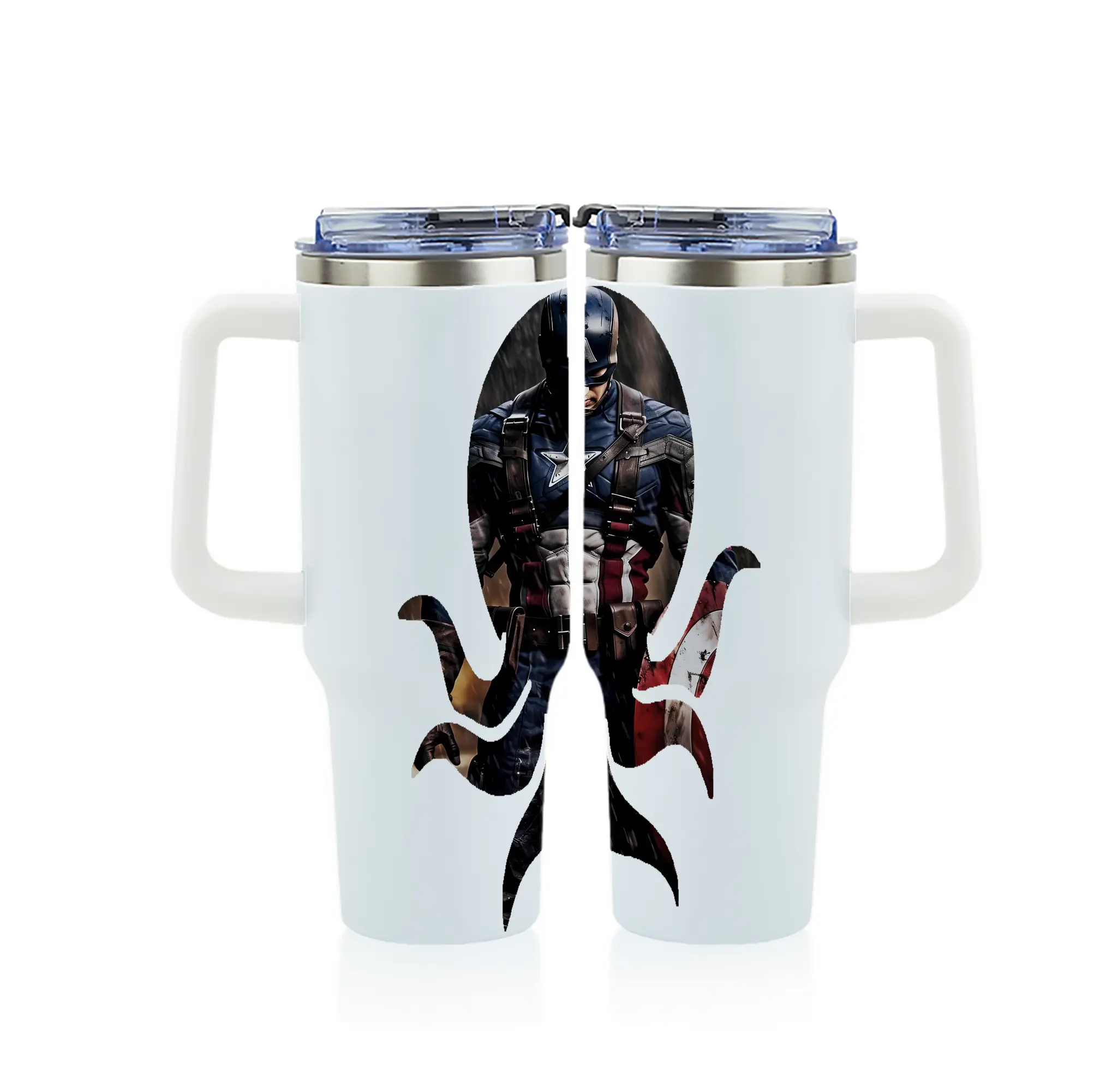 アベンジャーズ (Avenjāzu) グッズ キャプテン・アメリカ（Captain America） - 1200mL フルプリント車用タンブラー ・ 304ステンレス 内側 ・ 201ステンレス 外側 ・ 保温 保冷 ・ 通勤 ドライブ アウトドア用