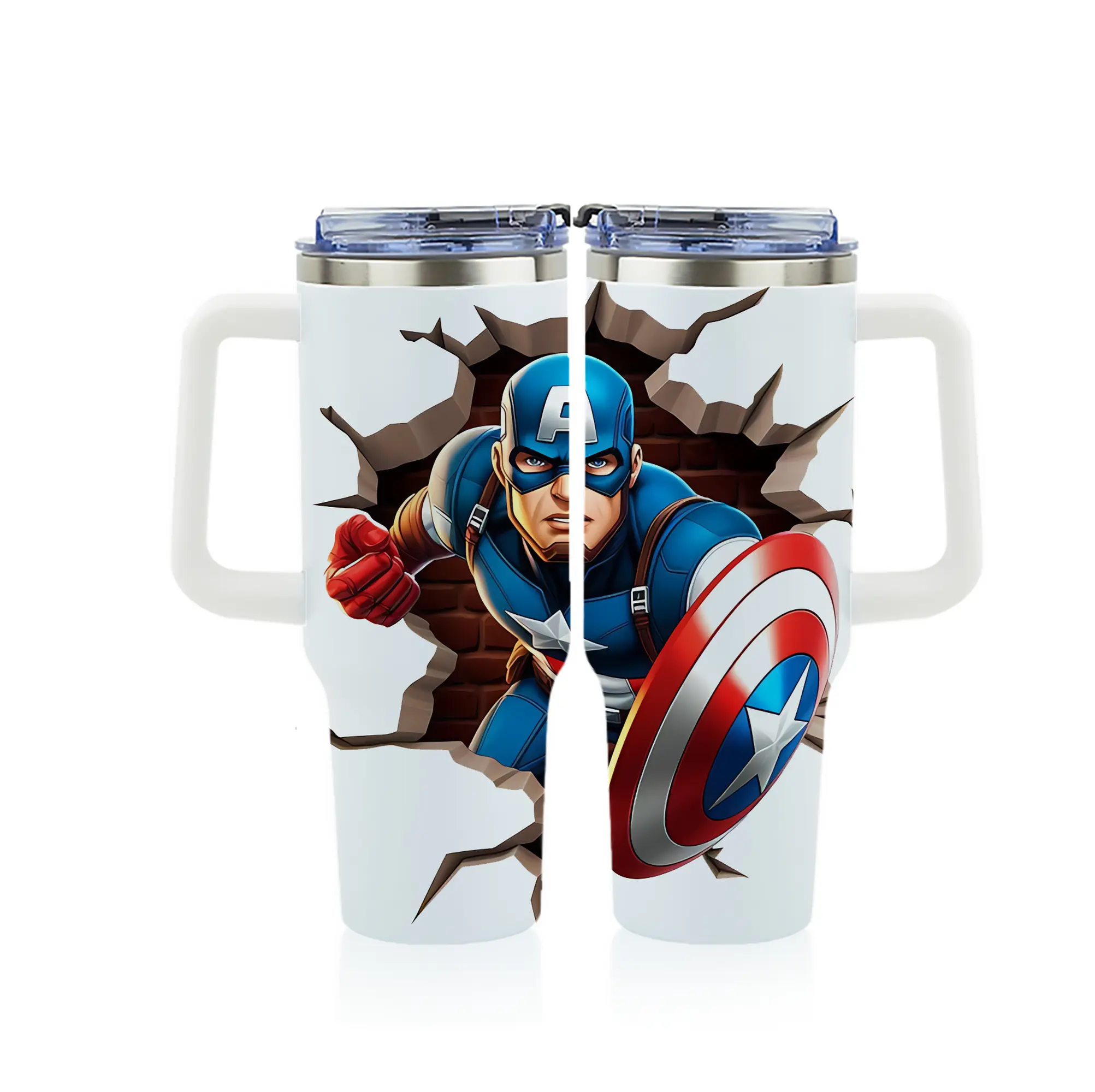 アベンジャーズ (Avenjāzu) グッズ キャプテン・アメリカ（Captain America） - 1200mL フルプリント車用タンブラー ・ 304ステンレス 内側 ・ 201ステンレス 外側 ・ 保温 保冷 ・ 通勤 ドライブ アウトドア用