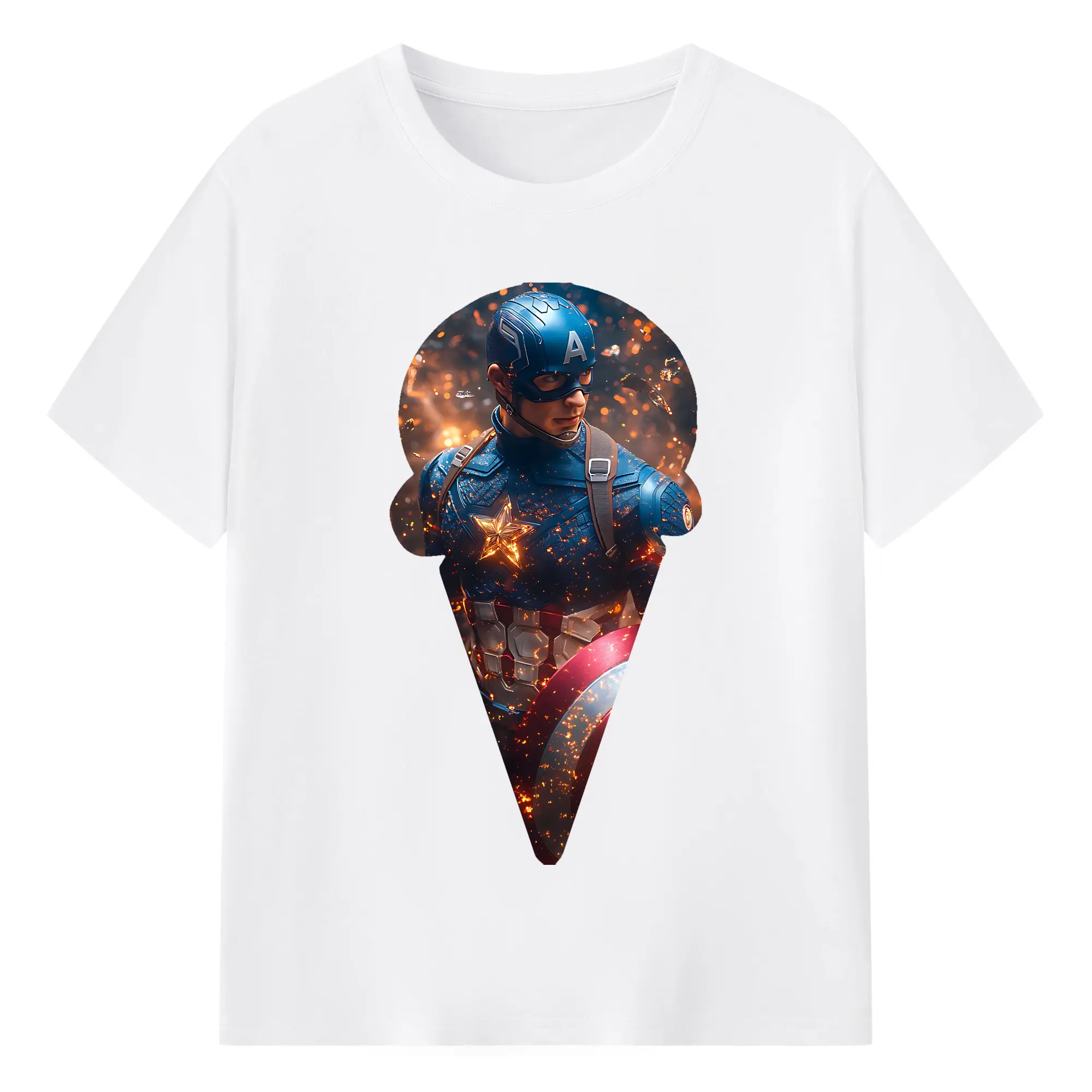 アベンジャーズ (Avenjāzu) グッズ キャプテン・アメリカ（Captain America） - 綿100％ 半袖Tシャツ ・ フロントプリント ・ 快適 通気性 ・ 日常使い 散歩 スポーツ用