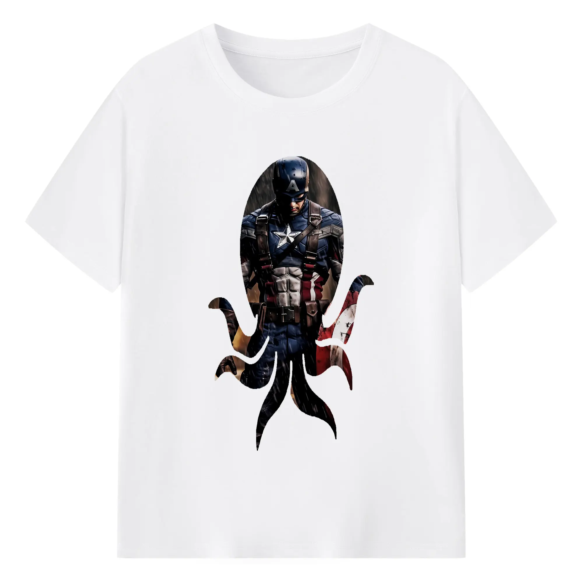 アベンジャーズ (Avenjāzu) グッズ キャプテン・アメリカ（Captain America） - 綿100％ 半袖Tシャツ ・ フロントプリント ・ 快適 通気性 ・ 日常使い 散歩 スポーツ用