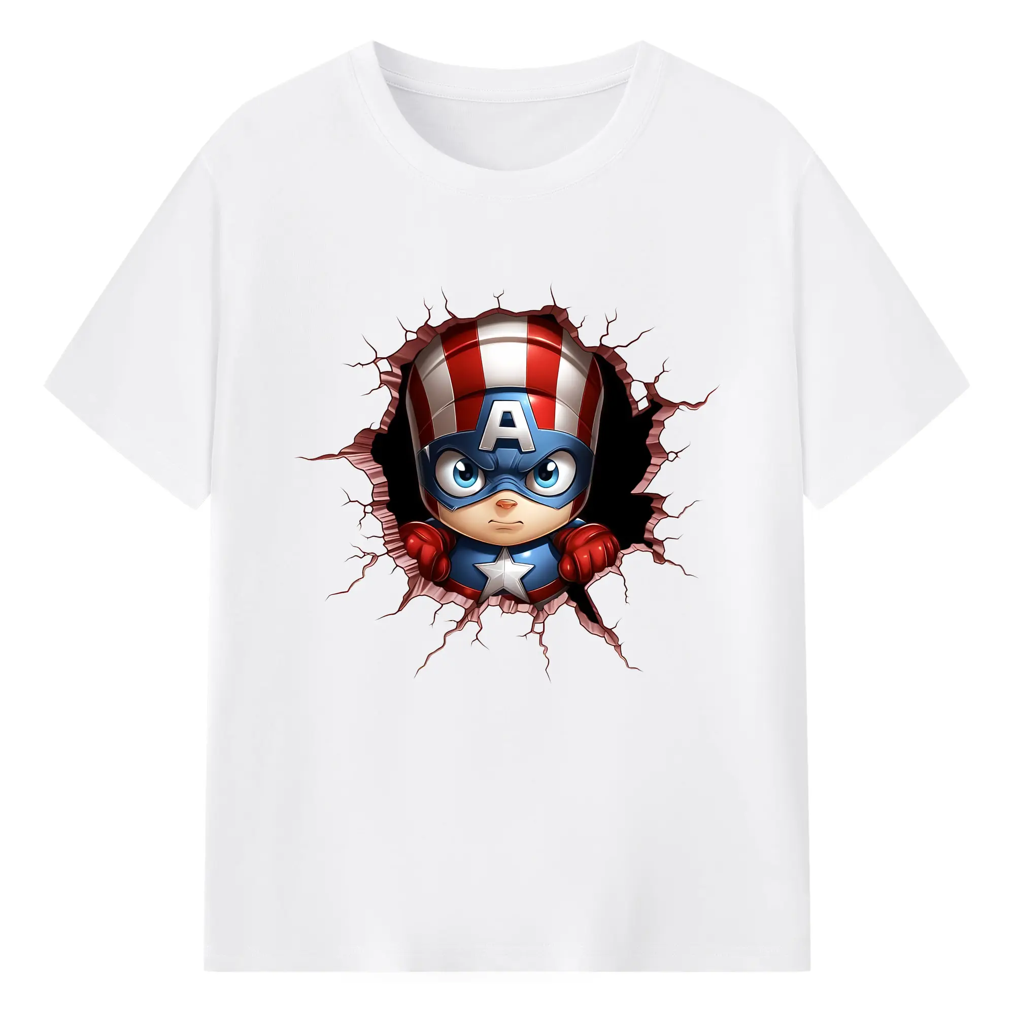 アベンジャーズ (Avenjāzu) グッズ キャプテン・アメリカ（Captain America） - 綿100％ 半袖Tシャツ ・ フロントプリント ・ 快適 通気性 ・ 日常使い 散歩 スポーツ用