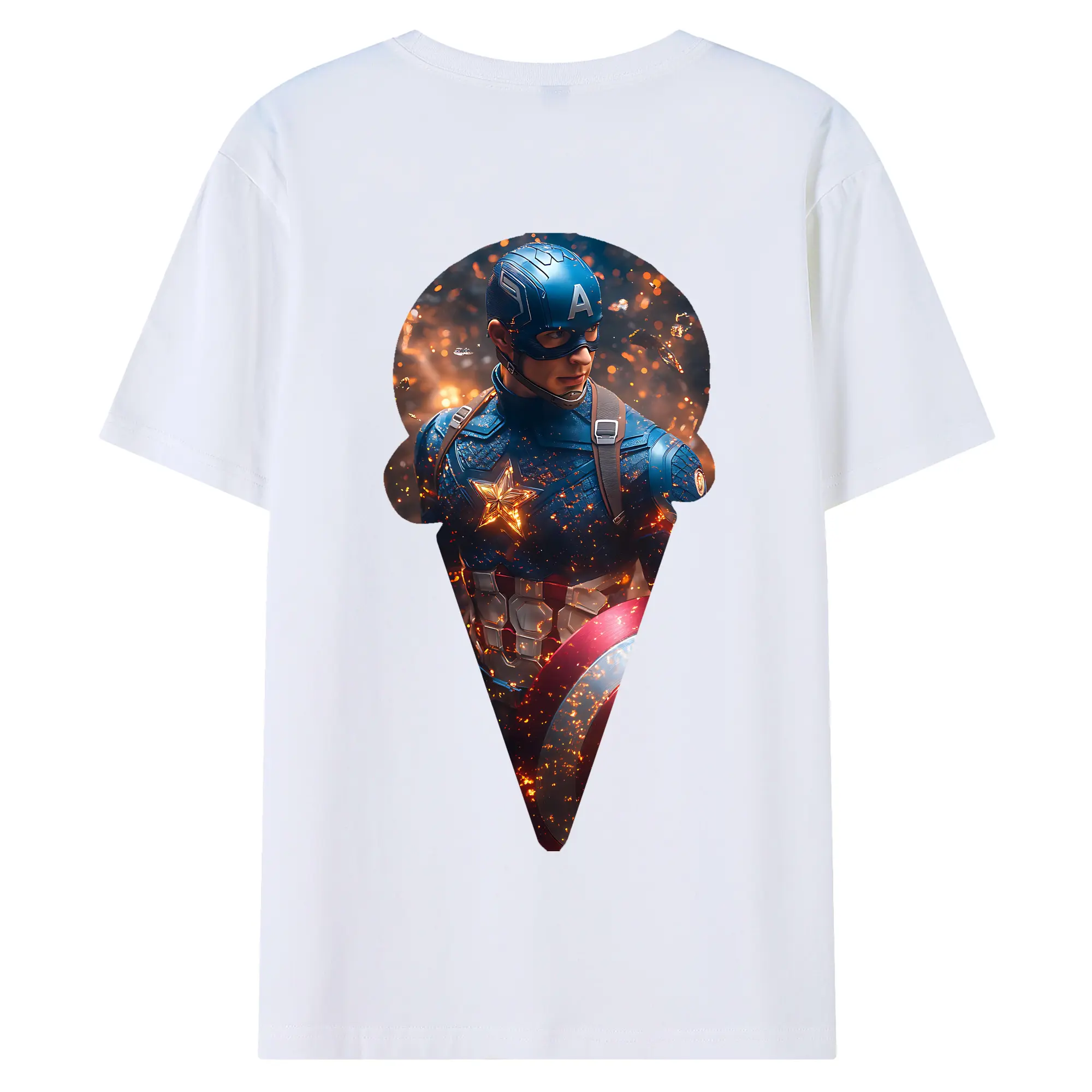 アベンジャーズ (Avenjāzu) グッズ キャプテン・アメリカ（Captain America） - 綿100％ 半袖Tシャツ ・ バックプリント ・ 快適 通気性 ・ 日常使い 散歩 スポーツ用