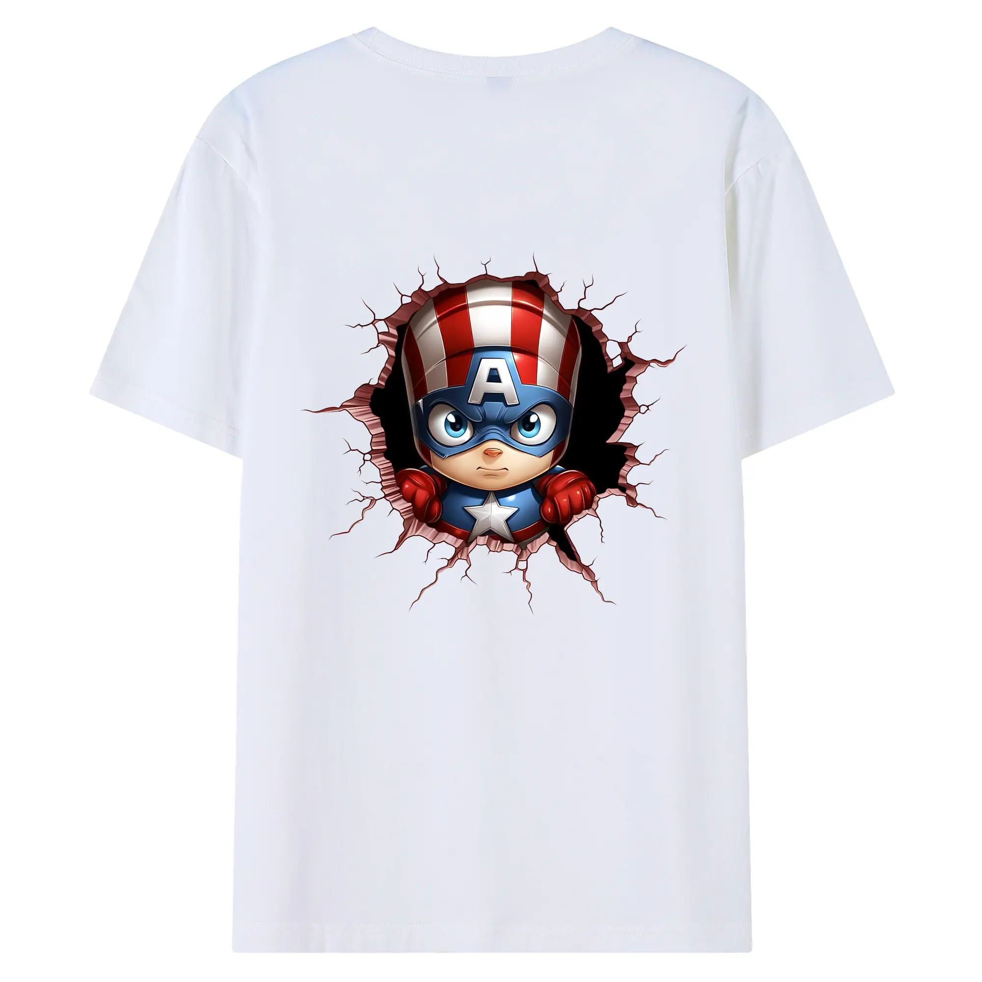 アベンジャーズ (Avenjāzu) グッズ キャプテン・アメリカ（Captain America） - 綿100％ 半袖Tシャツ ・ バックプリント ・ 快適 通気性 ・ 日常使い 散歩 スポーツ用