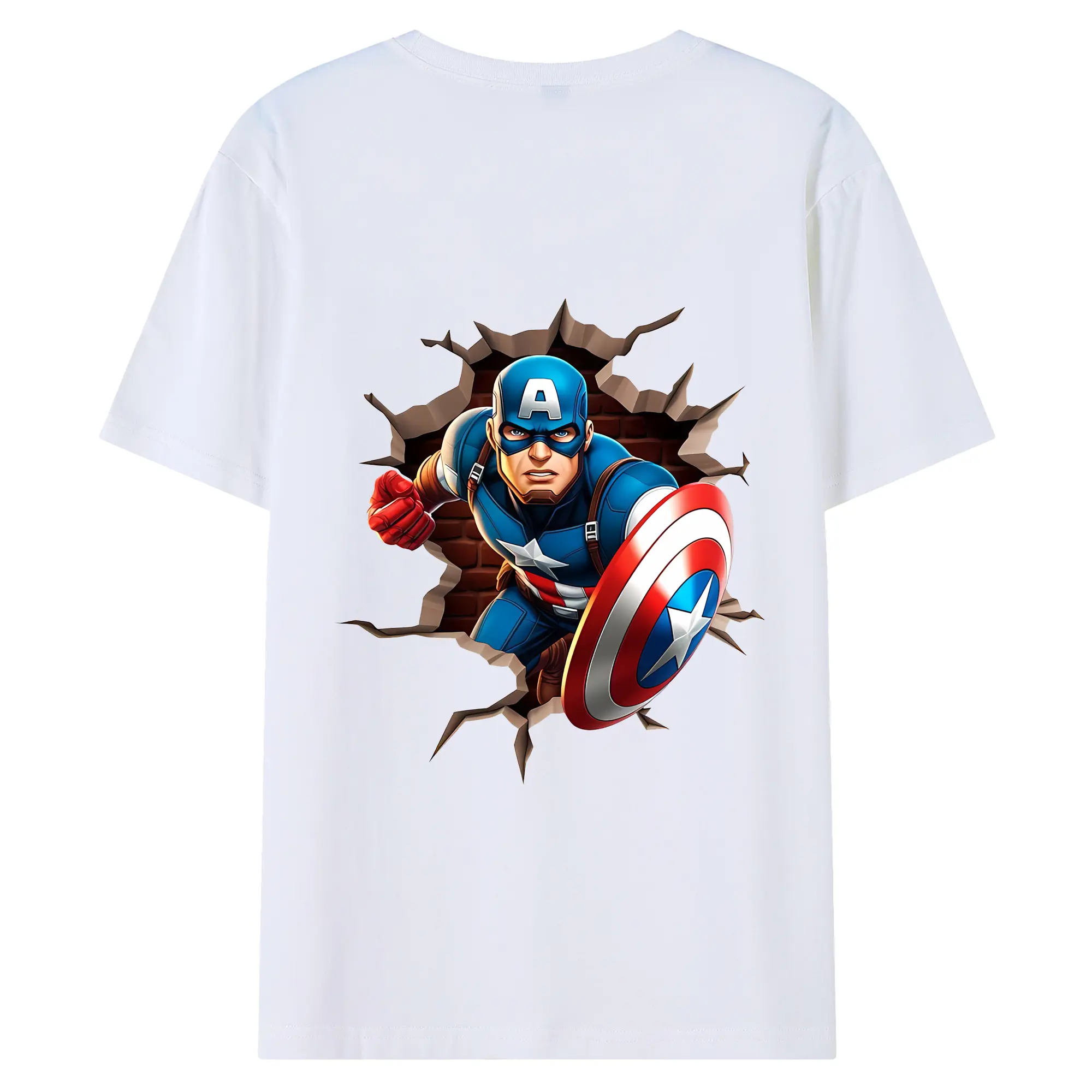 アベンジャーズ (Avenjāzu) グッズ キャプテン・アメリカ（Captain America） - 綿100％ 半袖Tシャツ ・ バックプリント ・ 快適 通気性 ・ 日常使い 散歩 スポーツ用