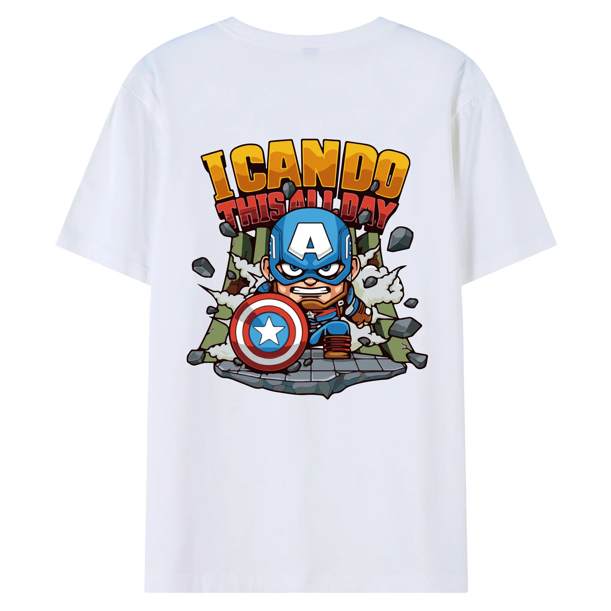 アベンジャーズ (Avenjāzu) グッズ キャプテン・アメリカ（Captain America） - 綿100％ 半袖Tシャツ ・ バックプリント ・ 快適 通気性 ・ 日常使い 散歩 スポーツ用