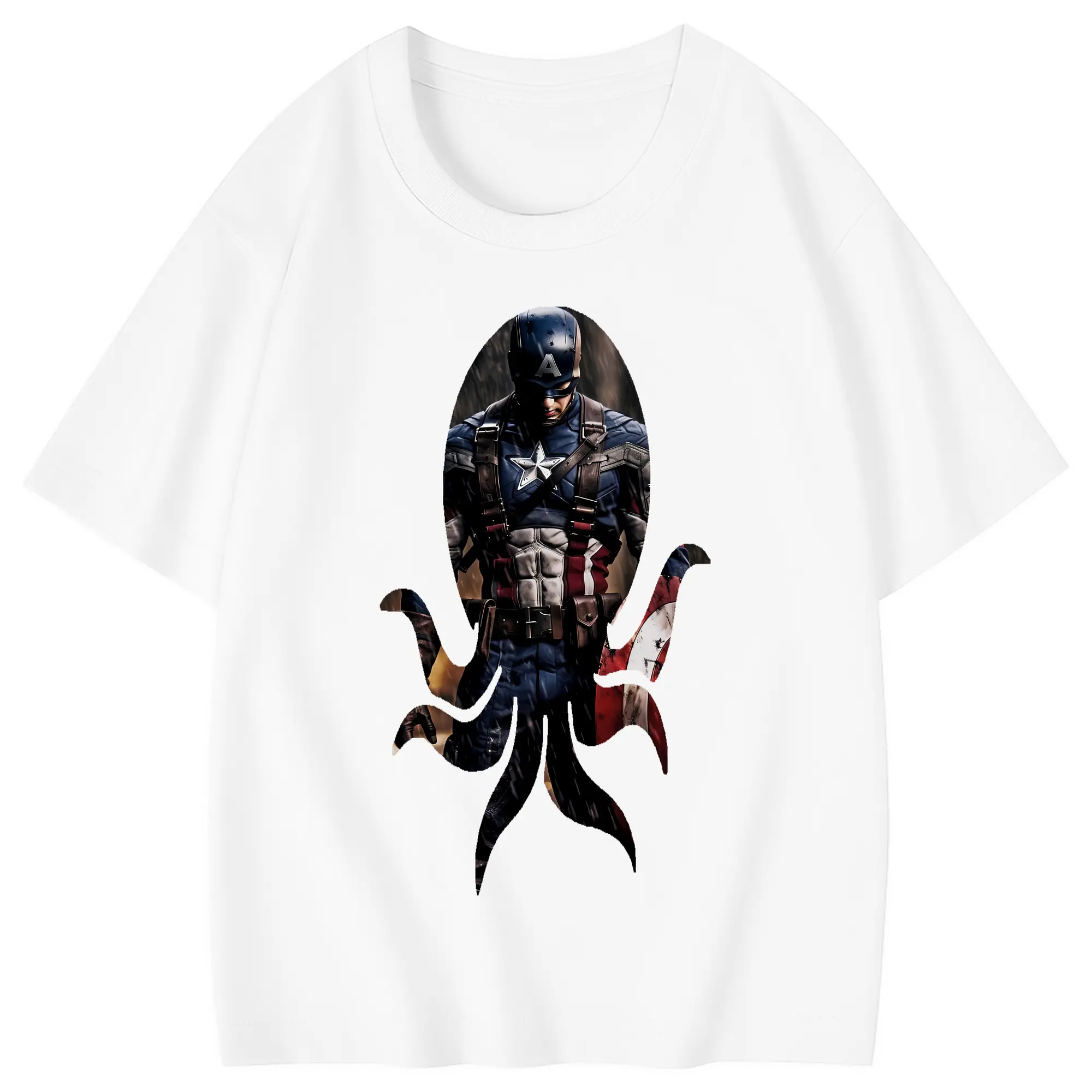 アベンジャーズ (Avenjāzu) グッズ キャプテン・アメリカ（Captain America） - 綿100％ キッズTシャツ ・ フロントプリント ・ 快適 通気性 ・ スポーツ カジュアル 散歩用