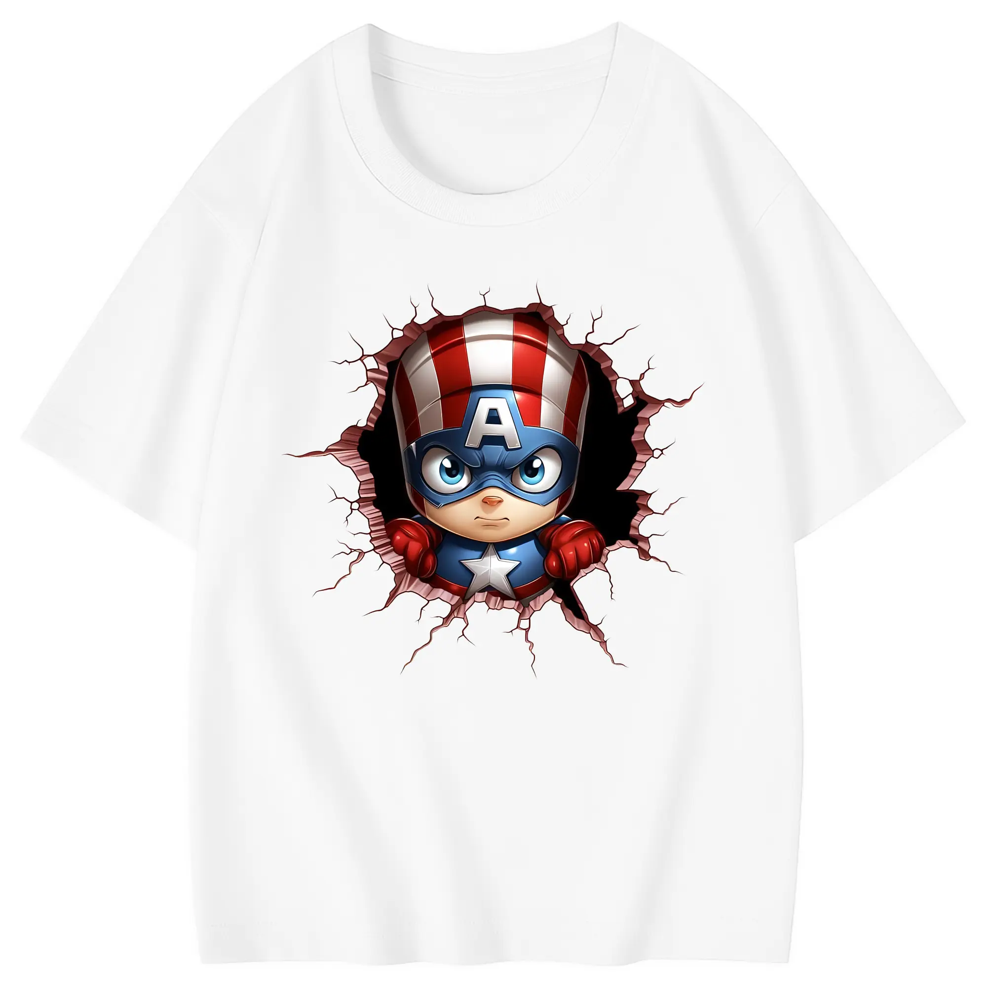 アベンジャーズ (Avenjāzu) グッズ キャプテン・アメリカ（Captain America） - 綿100％ キッズTシャツ ・ フロントプリント ・ 快適 通気性 ・ スポーツ カジュアル 散歩用