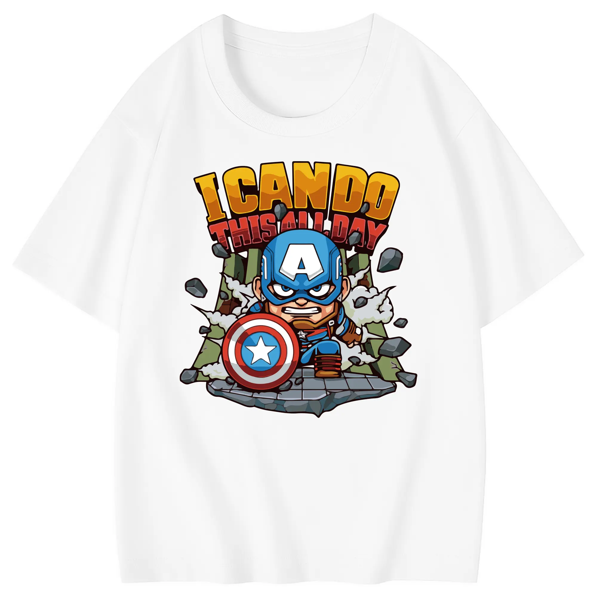 アベンジャーズ (Avenjāzu) グッズ キャプテン・アメリカ（Captain America） - 綿100％ キッズTシャツ ・ フロントプリント ・ 快適 通気性 ・ スポーツ カジュアル 散歩用