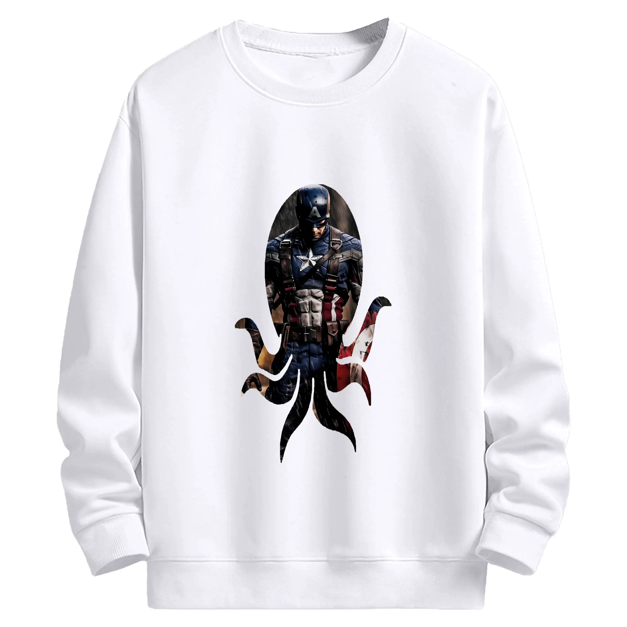 アベンジャーズ (Avenjāzu) グッズ キャプテン・アメリカ（Captain America） - 高品質 クルーネック スウェット ・ コットン59％ ポリエステル41％ ・ ユニセックス 長袖 トレーナー ・ カジュアル デイリー スポーツ 散歩用