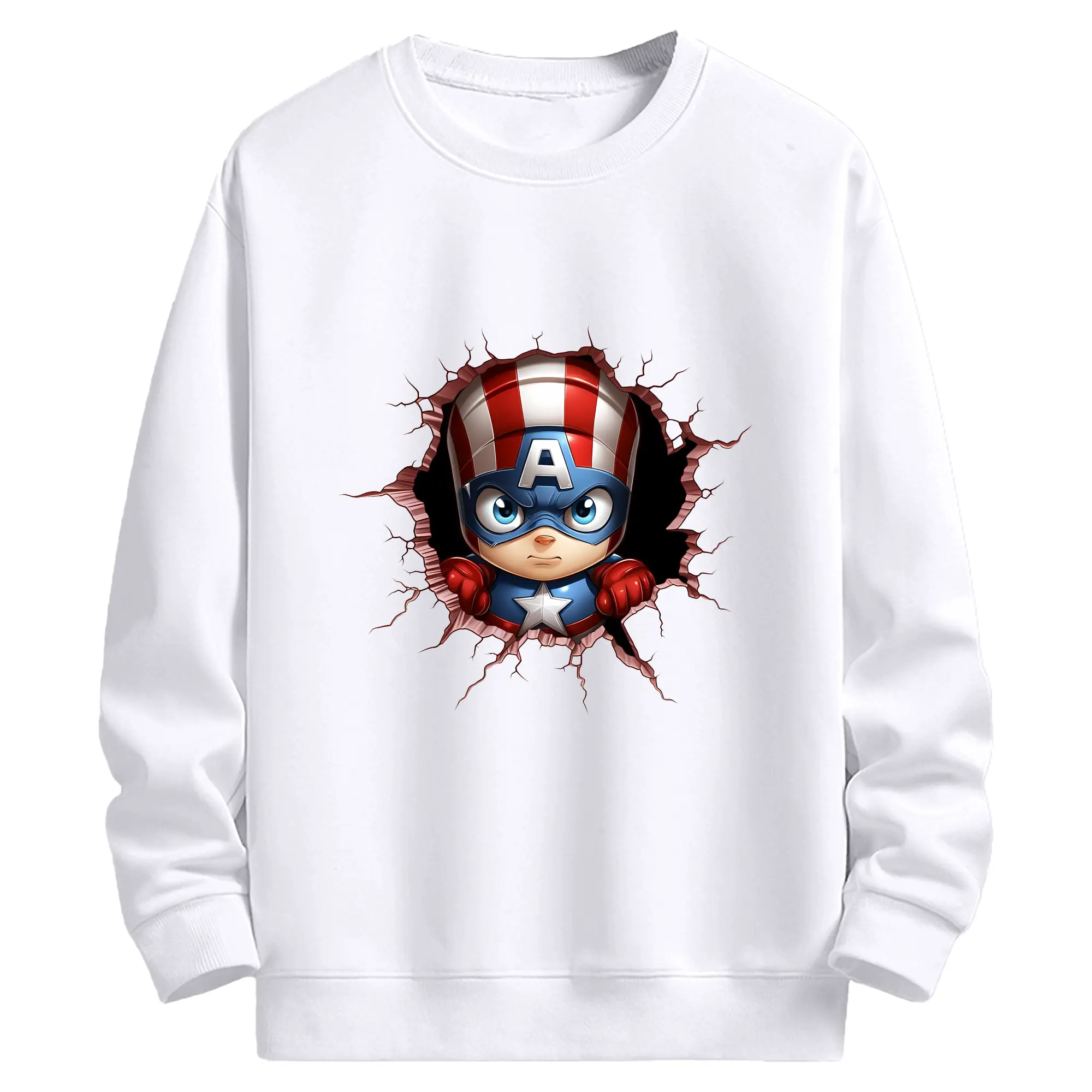 アベンジャーズ (Avenjāzu) グッズ キャプテン・アメリカ（Captain America） - 高品質 クルーネック スウェット ・ コットン59％ ポリエステル41％ ・ ユニセックス 長袖 トレーナー ・ カジュアル デイリー スポーツ 散歩用