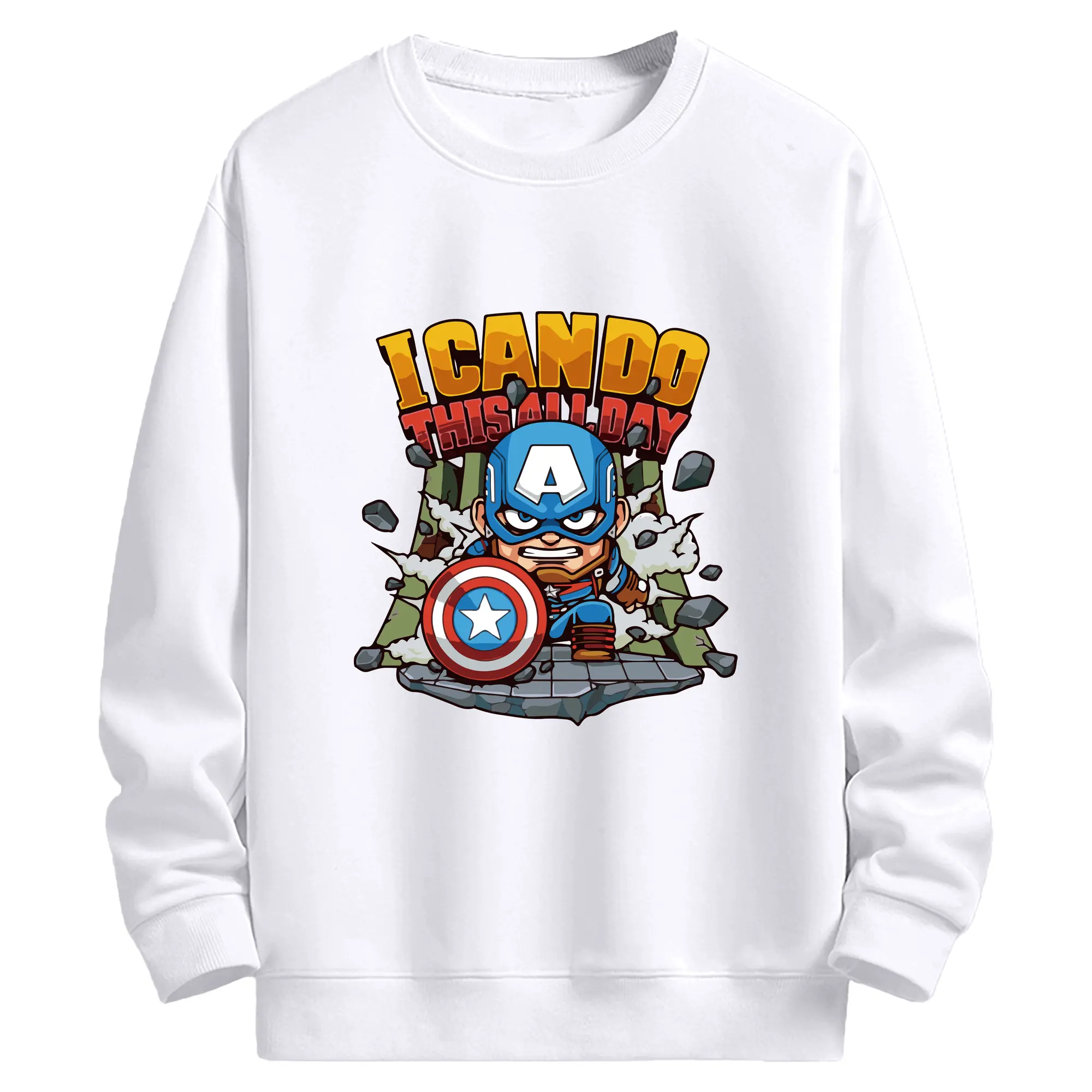 アベンジャーズ (Avenjāzu) グッズ キャプテン・アメリカ（Captain America） - 高品質 クルーネック スウェット ・ コットン59％ ポリエステル41％ ・ ユニセックス 長袖 トレーナー ・ カジュアル デイリー スポーツ 散歩用