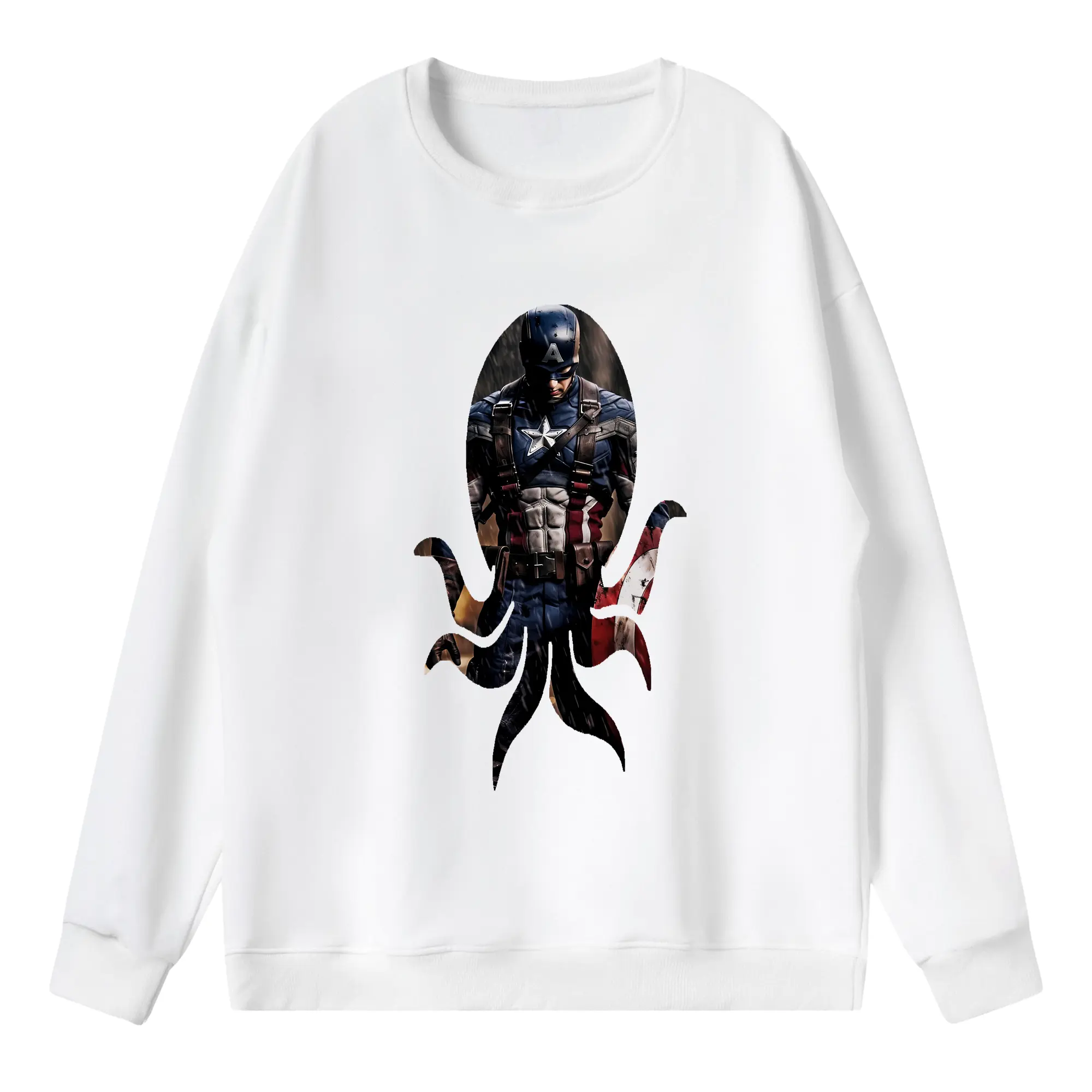 アベンジャーズ (Avenjāzu) グッズ キャプテン・アメリカ（Captain America） - 薄手 クルーネック スウェット 裏毛260g · ポリエステル 春秋向け カジュアル 男女兼用 · トレーナー デイリー スポーツ 散歩に最適