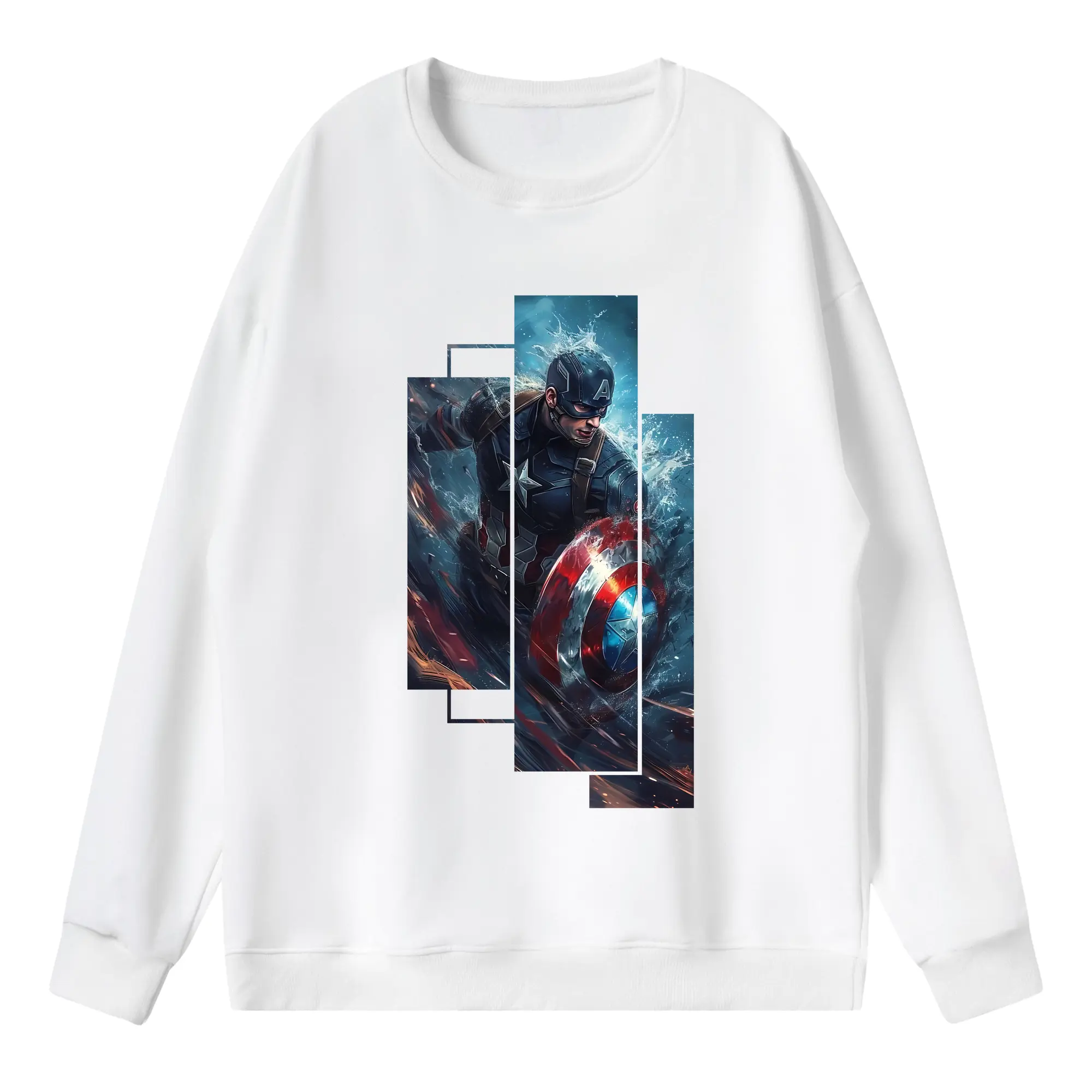 アベンジャーズ (Avenjāzu) グッズ キャプテン・アメリカ（Captain America） - 薄手 クルーネック スウェット 裏毛260g · ポリエステル 春秋向け カジュアル 男女兼用 · トレーナー デイリー スポーツ 散歩に最適