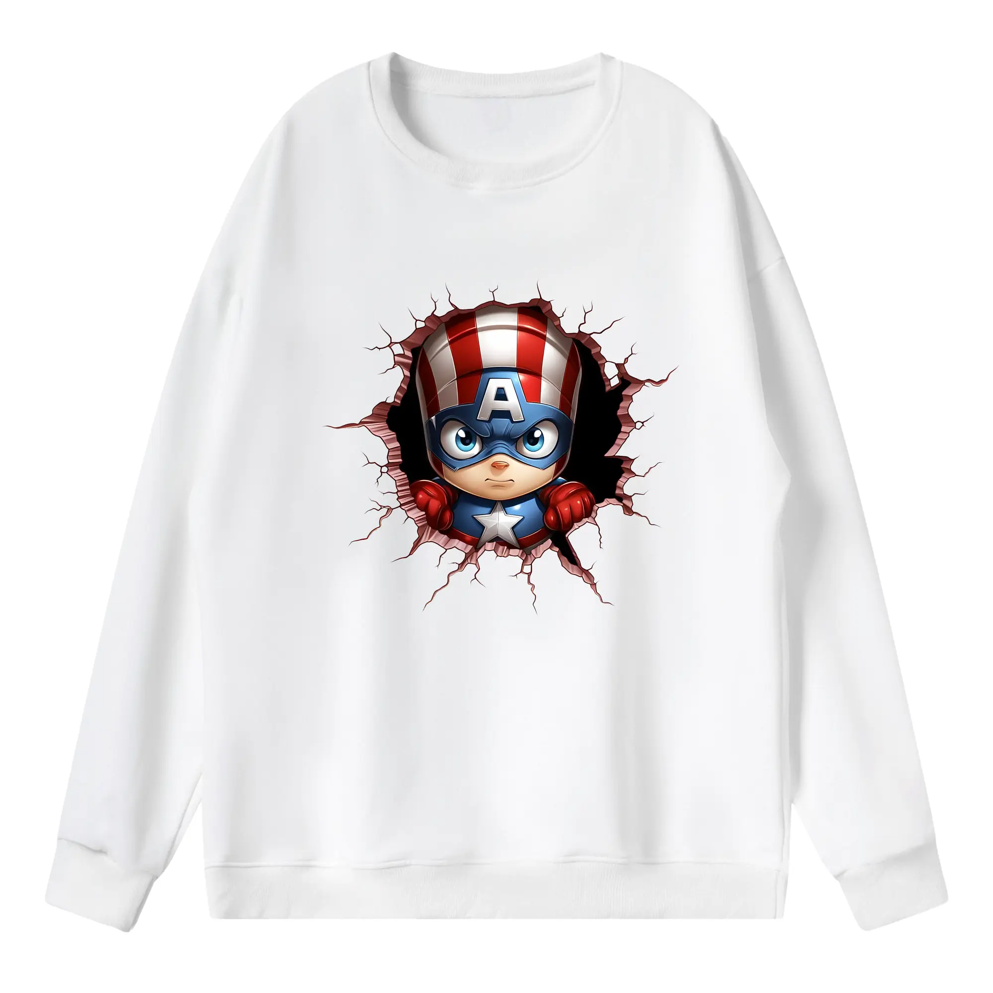 アベンジャーズ (Avenjāzu) グッズ キャプテン・アメリカ（Captain America） - 薄手 クルーネック スウェット 裏毛260g · ポリエステル 春秋向け カジュアル 男女兼用 · トレーナー デイリー スポーツ 散歩に最適