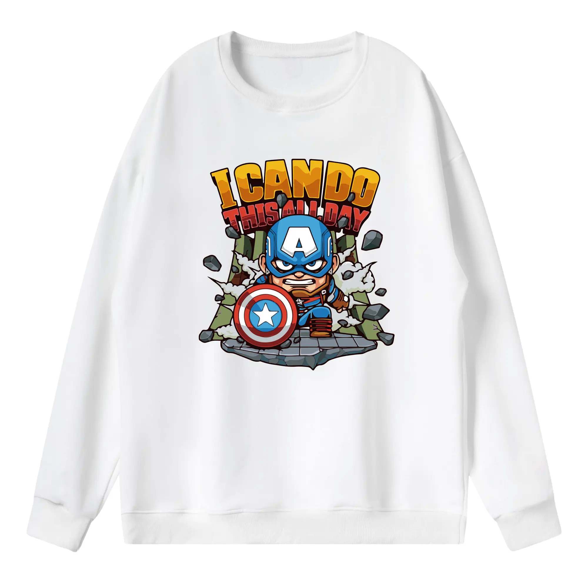 アベンジャーズ (Avenjāzu) グッズ キャプテン・アメリカ（Captain America） - 薄手 クルーネック スウェット 裏毛260g · ポリエステル 春秋向け カジュアル 男女兼用 · トレーナー デイリー スポーツ 散歩に最適