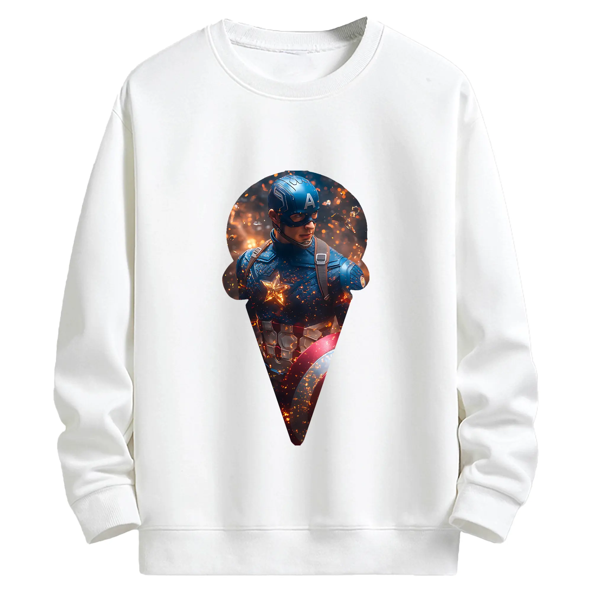アベンジャーズ (Avenjāzu) グッズ キャプテン・アメリカ（Captain America） - キッズ クルーネックスウェットシャツ ・ フロントプリント ・ 綿80％ ポリエステル20％ ・ 快適 通学 スポーツ 日常使い お散歩用