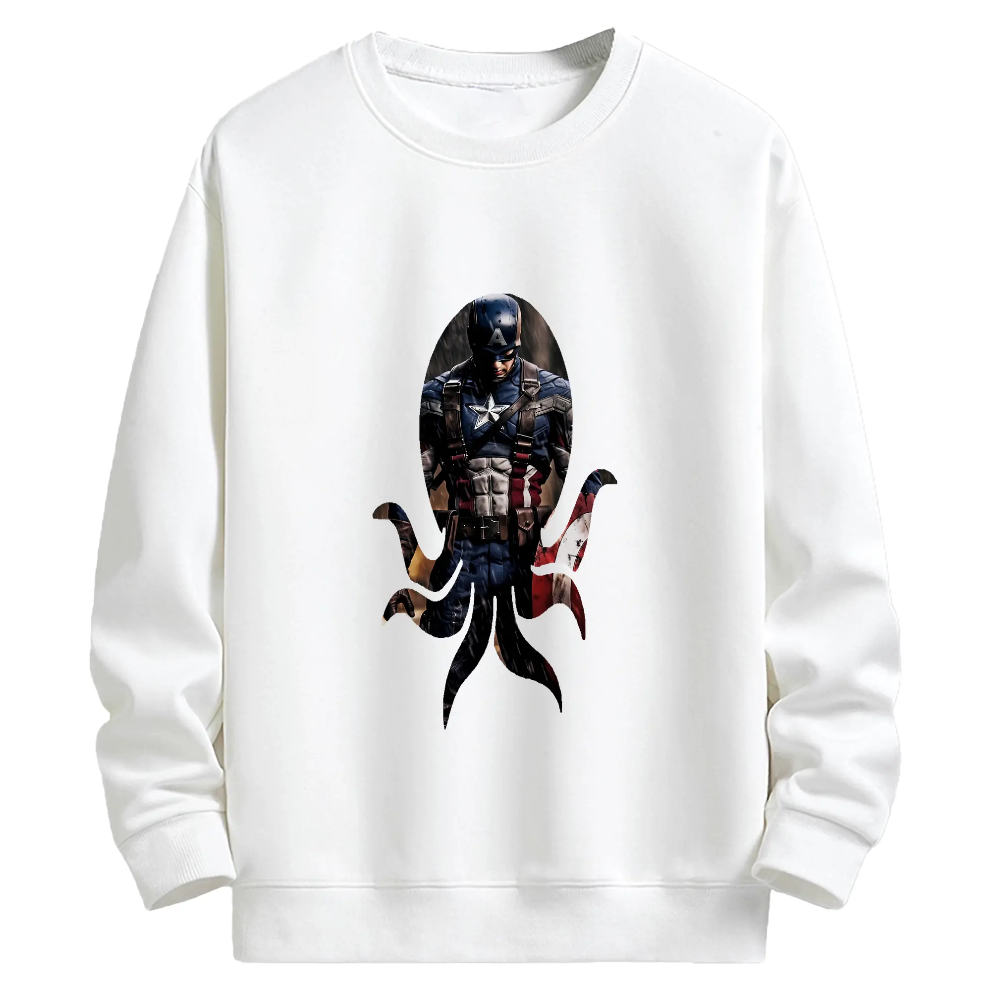 アベンジャーズ (Avenjāzu) グッズ キャプテン・アメリカ（Captain America） - キッズ クルーネックスウェットシャツ ・ フロントプリント ・ 綿80％ ポリエステル20％ ・ 快適 通学 スポーツ 日常使い お散歩用