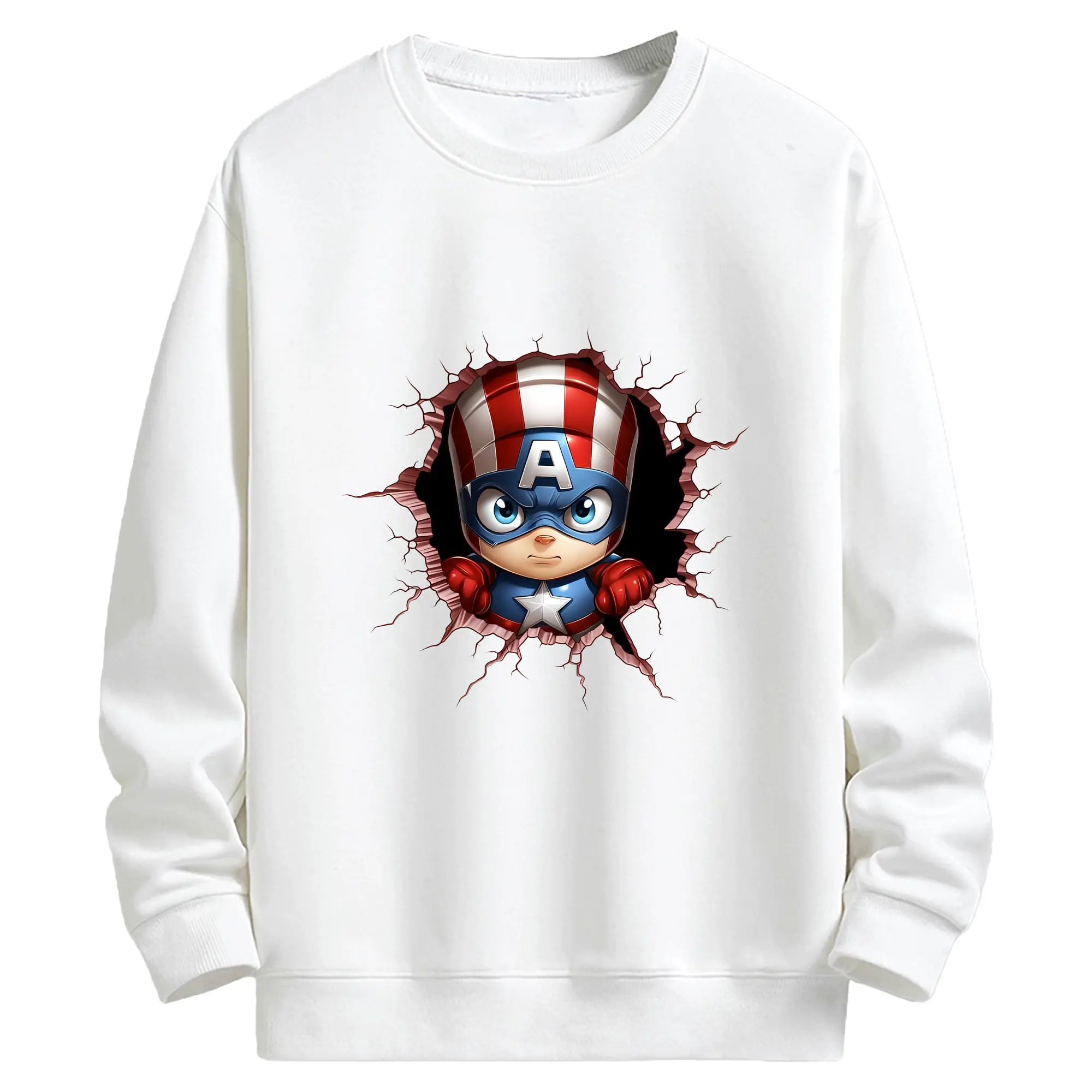 アベンジャーズ (Avenjāzu) グッズ キャプテン・アメリカ（Captain America） - キッズ クルーネックスウェットシャツ ・ フロントプリント ・ 綿80％ ポリエステル20％ ・ 快適 通学 スポーツ 日常使い お散歩用