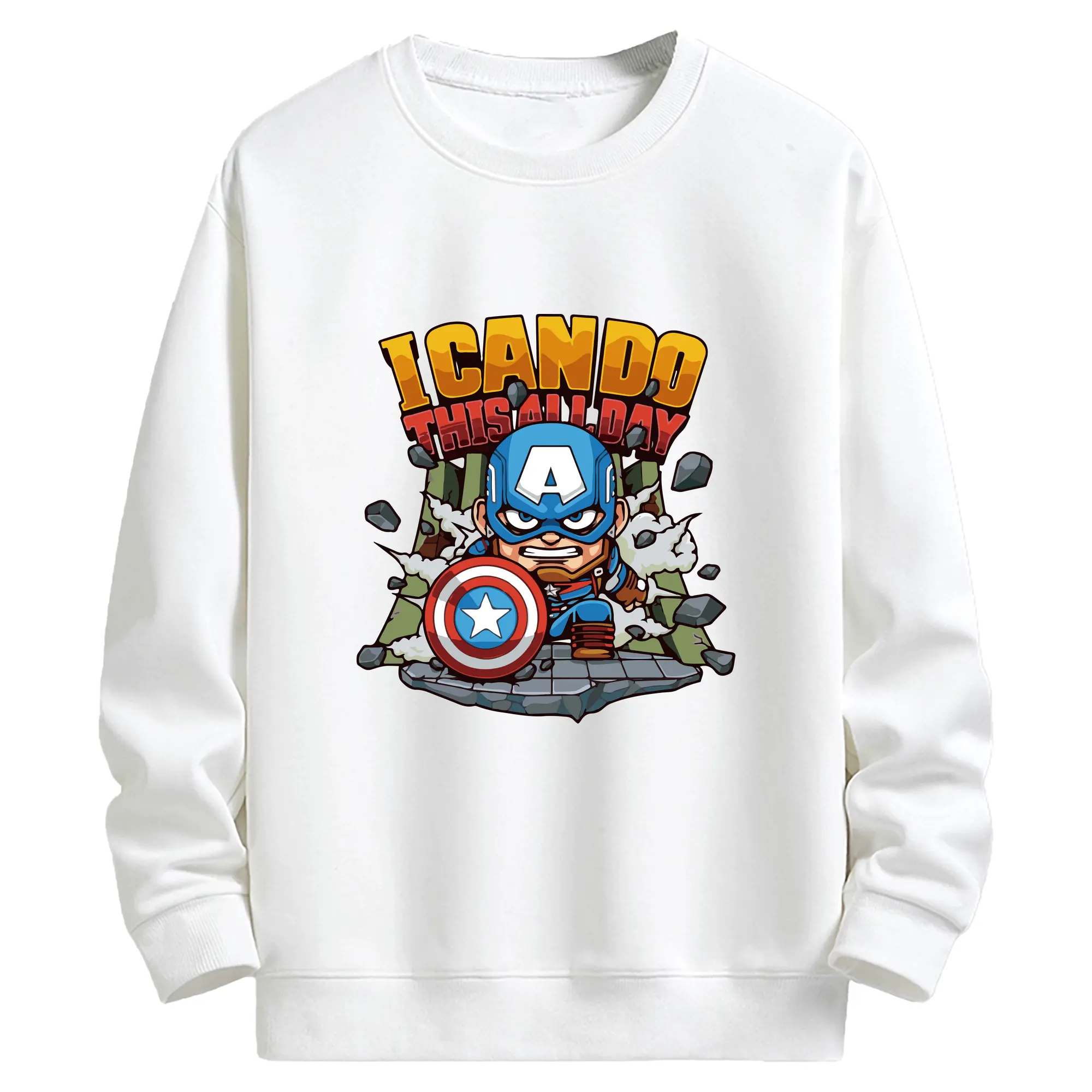 アベンジャーズ (Avenjāzu) グッズ キャプテン・アメリカ（Captain America） - キッズ クルーネックスウェットシャツ ・ フロントプリント ・ 綿80％ ポリエステル20％ ・ 快適 通学 スポーツ 日常使い お散歩用